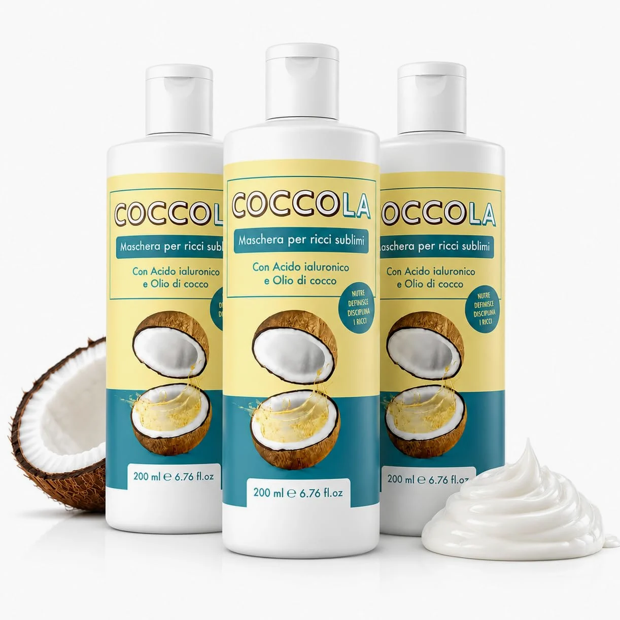 Coccola Maschera Ricci 600 ml con Cheratina e Cocco | Trattamento Professionale, Nutriente, Lucido, Anti-Crespo