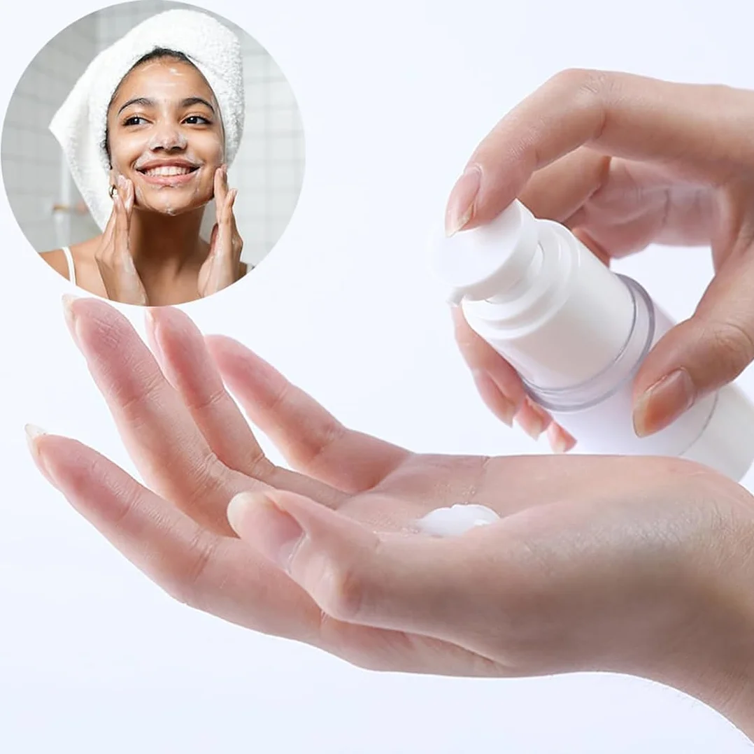4 Pezzi 50ml Flaconi a Pompa Airless, Flaconi da Viaggio Trasparente, Airless Contenitore Crema Pump, Dispenser per Crema, Dispenser Cosmetico da Riempire, per Lozione, Fondotinta