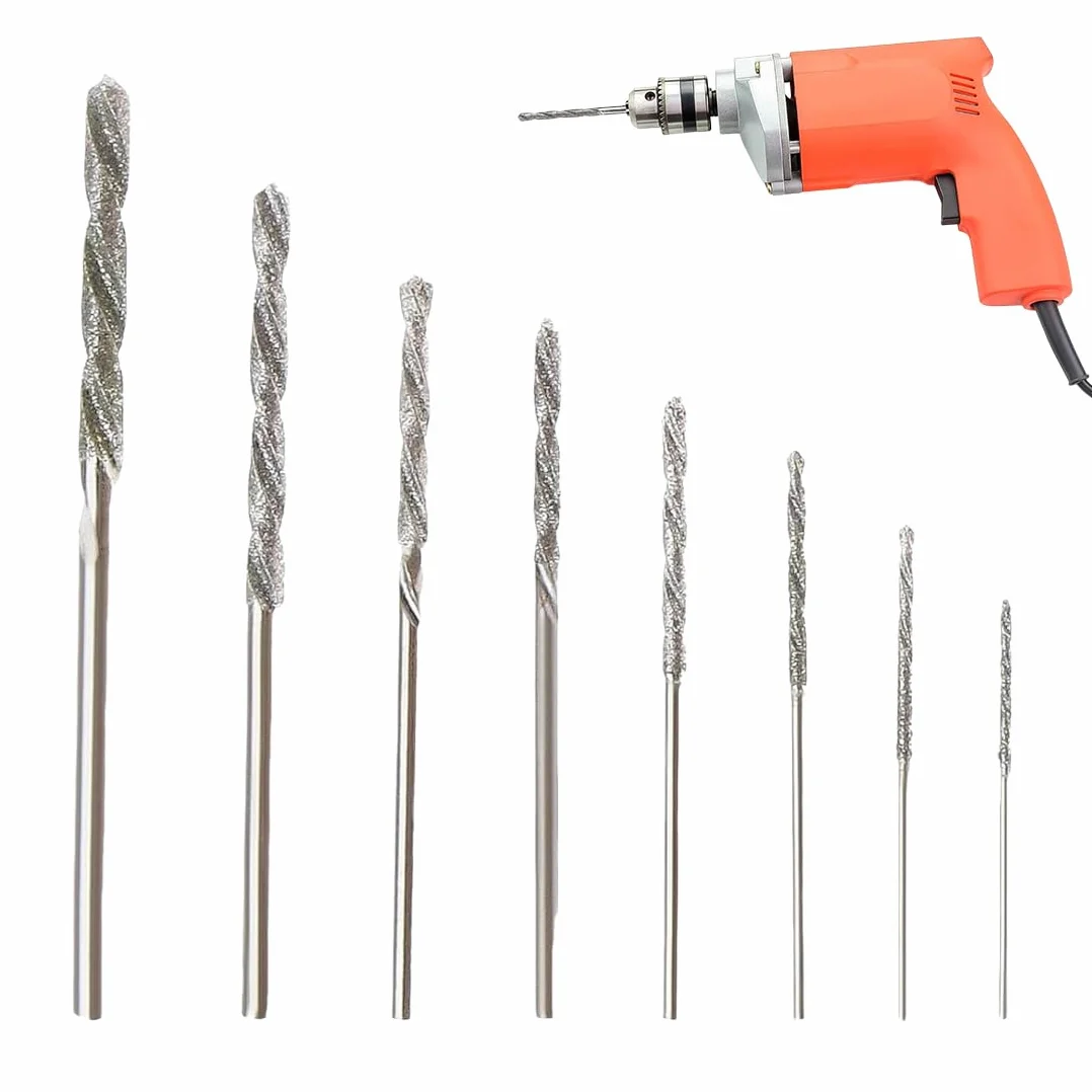 Set di Punte per Trapano in Carburo 8 Pezzi 0,8-3,0 mm per Vetro Metallo