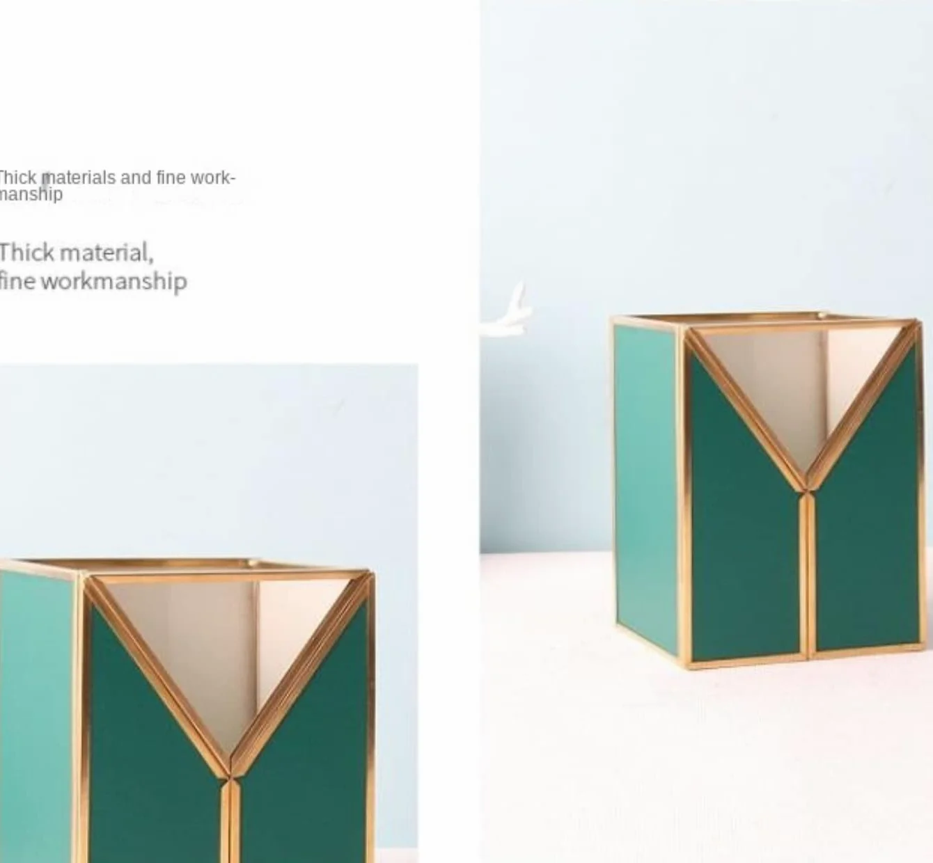 Elegante Organizer Trucchi Cosmetici Scatola Portaoggetti Cosmetica Retrò In Pelle, Vetro, Pennello Per Trucco, Tavolo Da Toeletta, Organizer Per Scrivania Portatrucchi Bagno