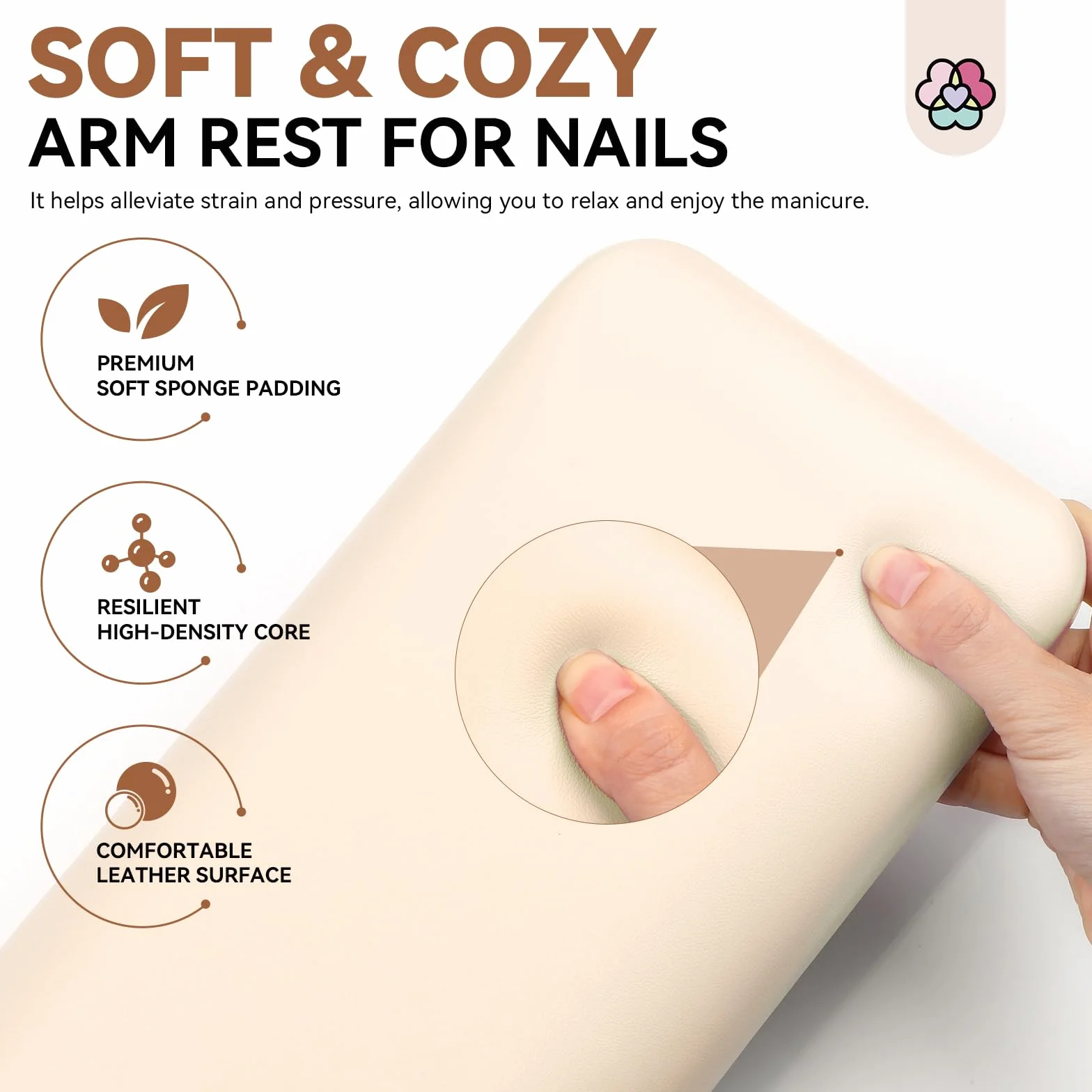 Saviland Bracciolo per unghie in pelle per manicure, poggia mano marrone per nail art con cuscino antiscivolo per unghie protettivo tappetino per unghie forniture per unghie manicure salone