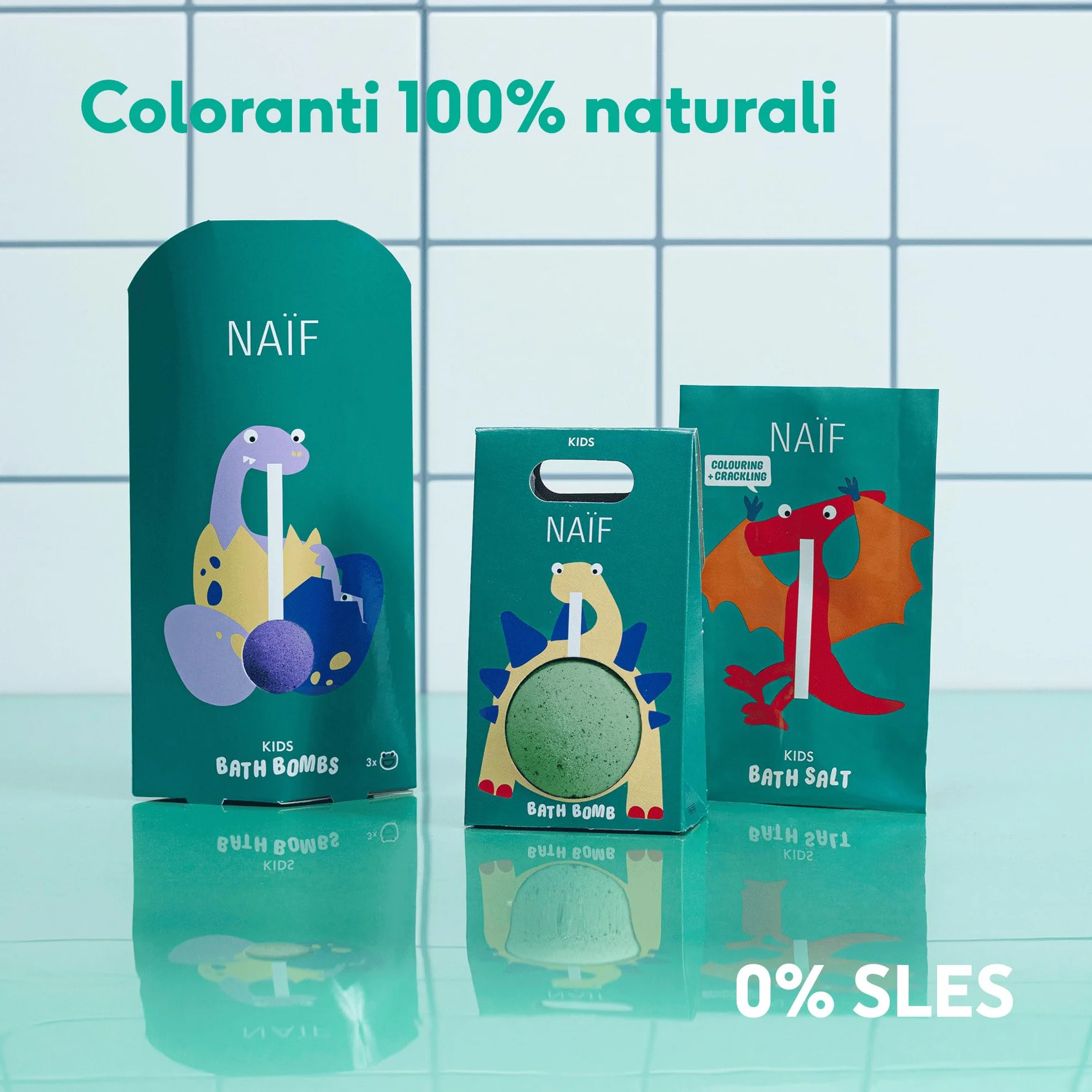 Naïf – Palla da bagno per bambini da 3 anni – Divertimento scoppiettante – Formula delicata – 0% SLES – Dermatologicamente testata – Origine naturale – 100 g