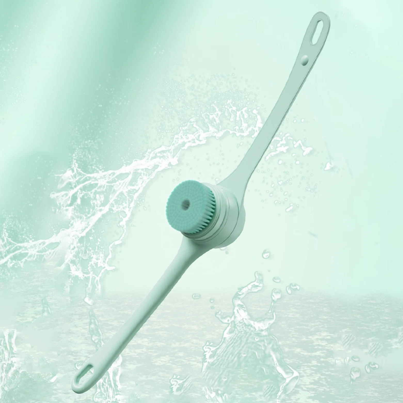 Scrubber per la schiena per doccia, spazzola da bagno con doppio manico | Scrubber per il corpo con ricarica USB e manico lungo, Spazzola elettrica Spazzola per la schiena a batteria grande 5 testine