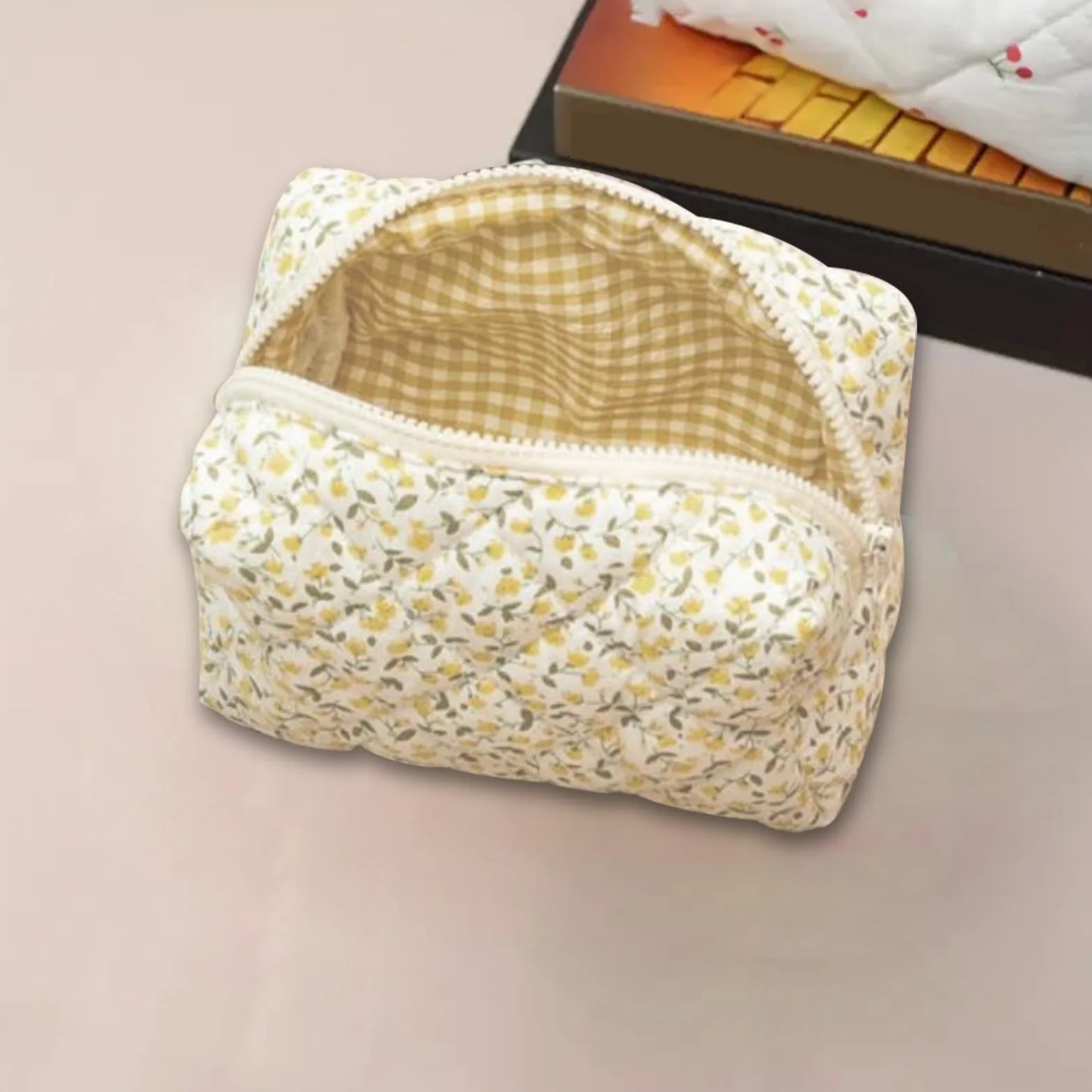 Pochette per cosmetici, adatta per donne e ragazze,, giallo.