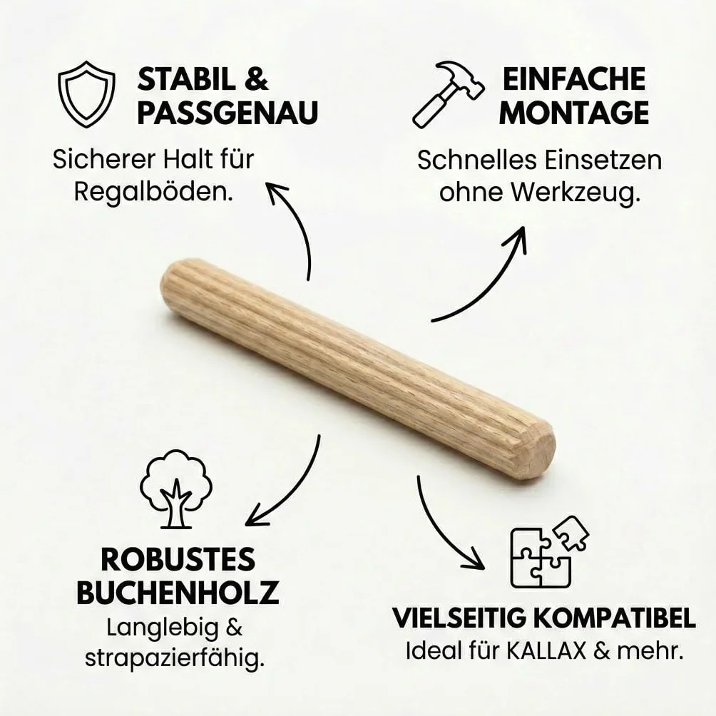 Tasselli in legno di faggio 6 x 50 mm per scaffale Ikea KALLAX