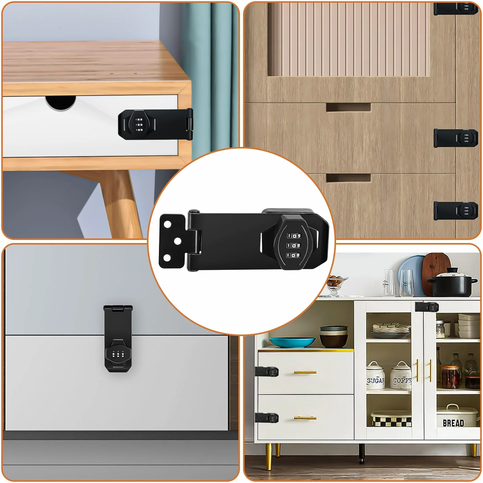 YOUNGSAY 2 Pezzi Serratura a Combinazione 3 Cifre 4 Pollici con Viti Fibbia Hasp Lock per Armadio