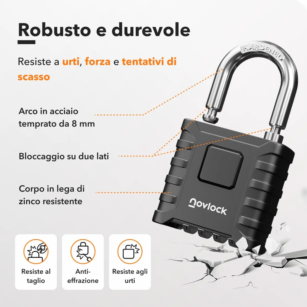 Lucchetto a combinazione 8 mm, robusto e resistente alle intemperie, per esterni e interni, nero