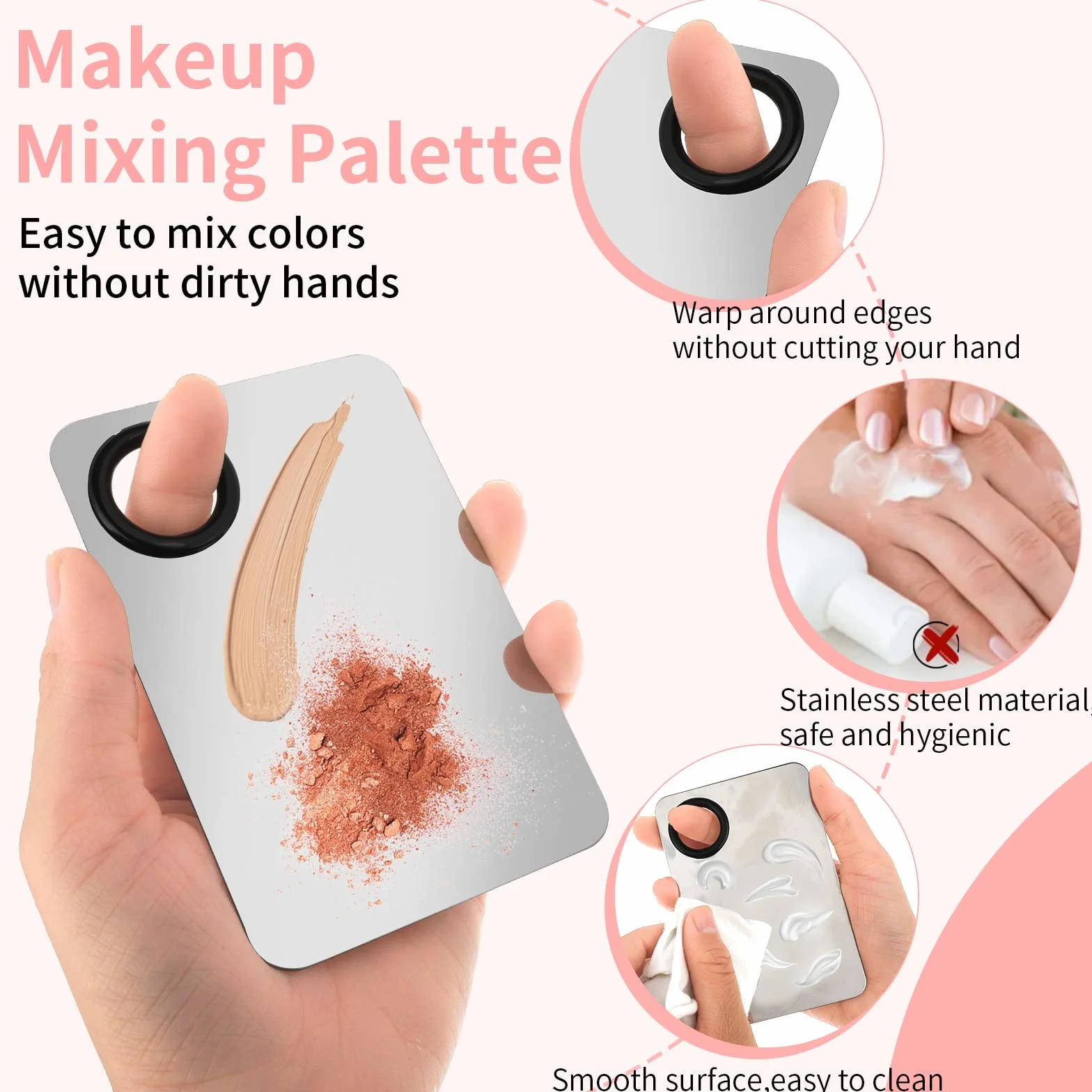 Spatola per Trucco in Acciaio Inossidabile Strumenti per il Trucco Facciale Professionale Spatola per Fondotinta Strumento per Spatola per Trucco Tavolozza per Sfumare il Trucco