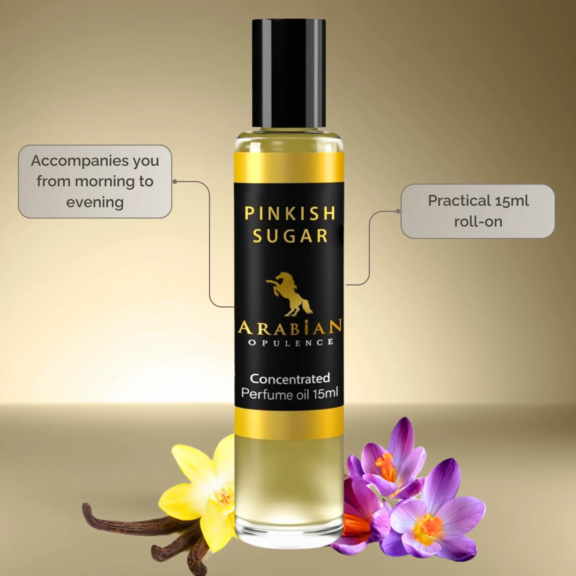Arabian Opulence FR232 PINKISH SUGAR Roll-on Olio profumato | Profumo concentrato per il corpo | Profumo a base di olio di lunga durata per donne | Dimensioni da viaggio Flacone di olio profumato