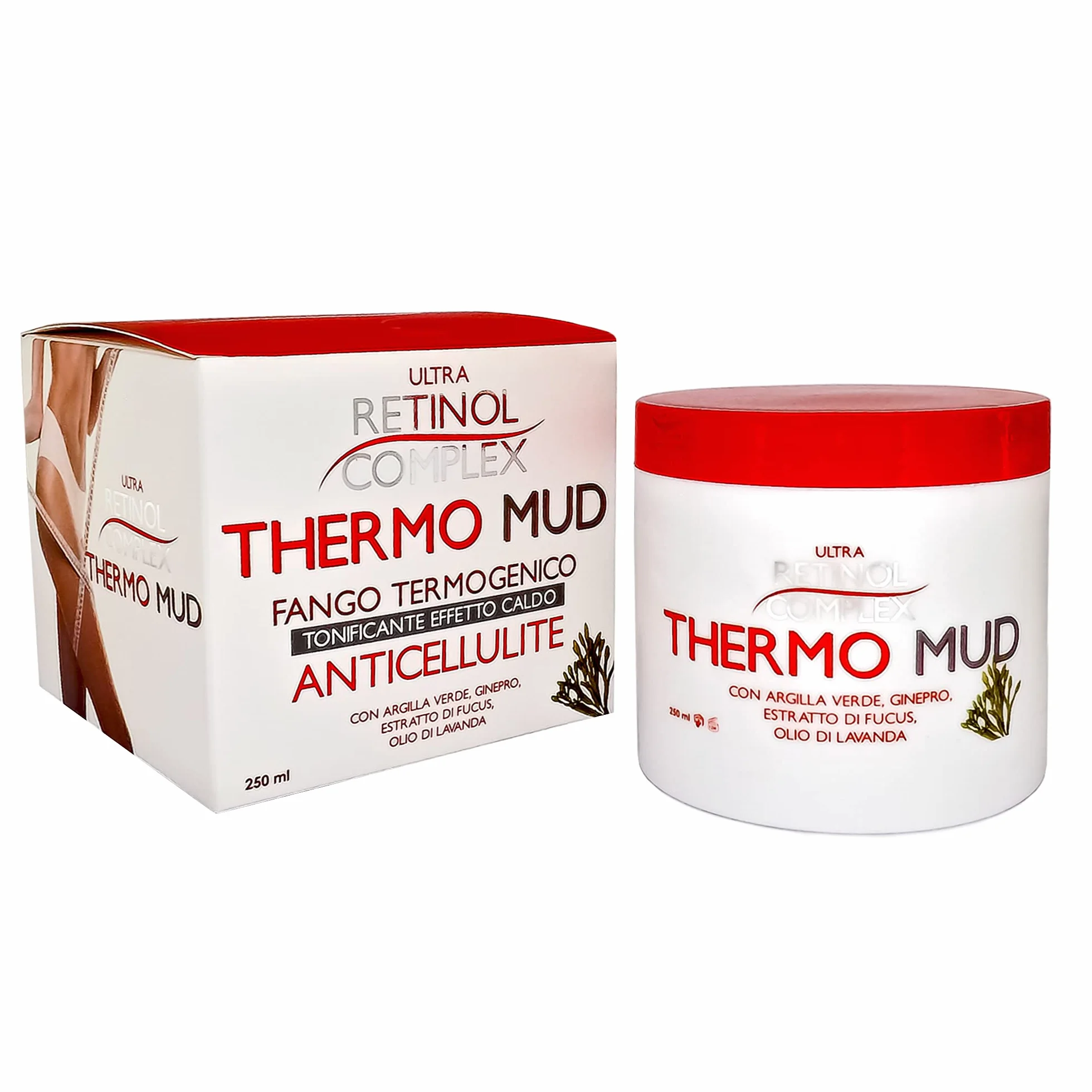 Fango anticellulite e Tonificante Effetto Caldo, Fango Termogenico Anticellulite con Argilla Verde, Ginepro, Estratto di Fucus e Olio Di Lavanda