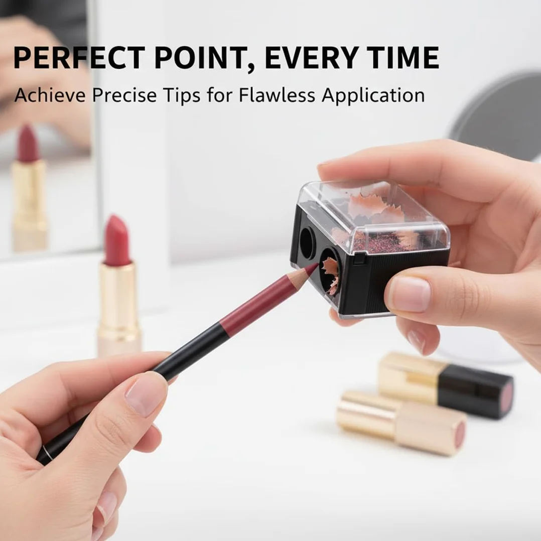 Temperamatite di Bellezza, 3 pezzi, Design portatile e compatto, Universale per Matite Cosmetiche (Eyeliner, Matita Sopracciglia, Matita Labbra), Temperino Doppio 2-in-1 (Nero)