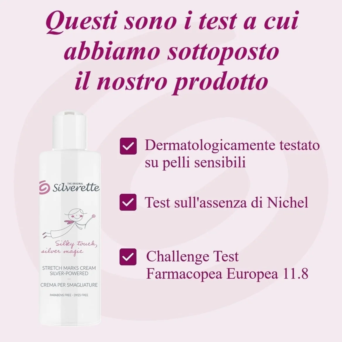 Silverette The Original Crema Smagliature Gravidanza e Post Parto, Elasticizzante con Vitamina E e Ioni d’Argento, Idratante e Nutriente, Dermatologicamente Testata, Made in Italy, 200 ml