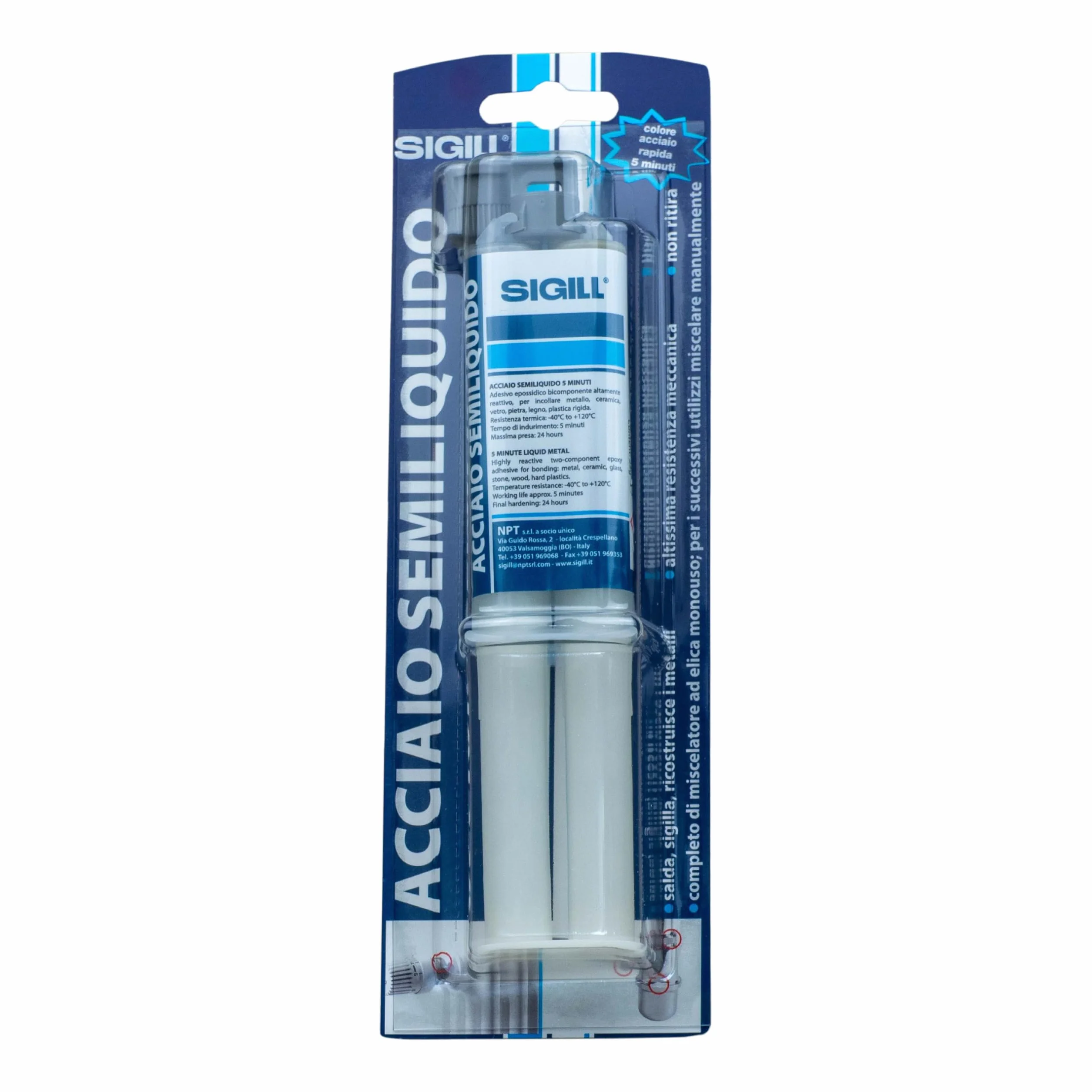 SIGILL Adesivo Bicomponente Epossidico Acciaio Semiliquido 25g