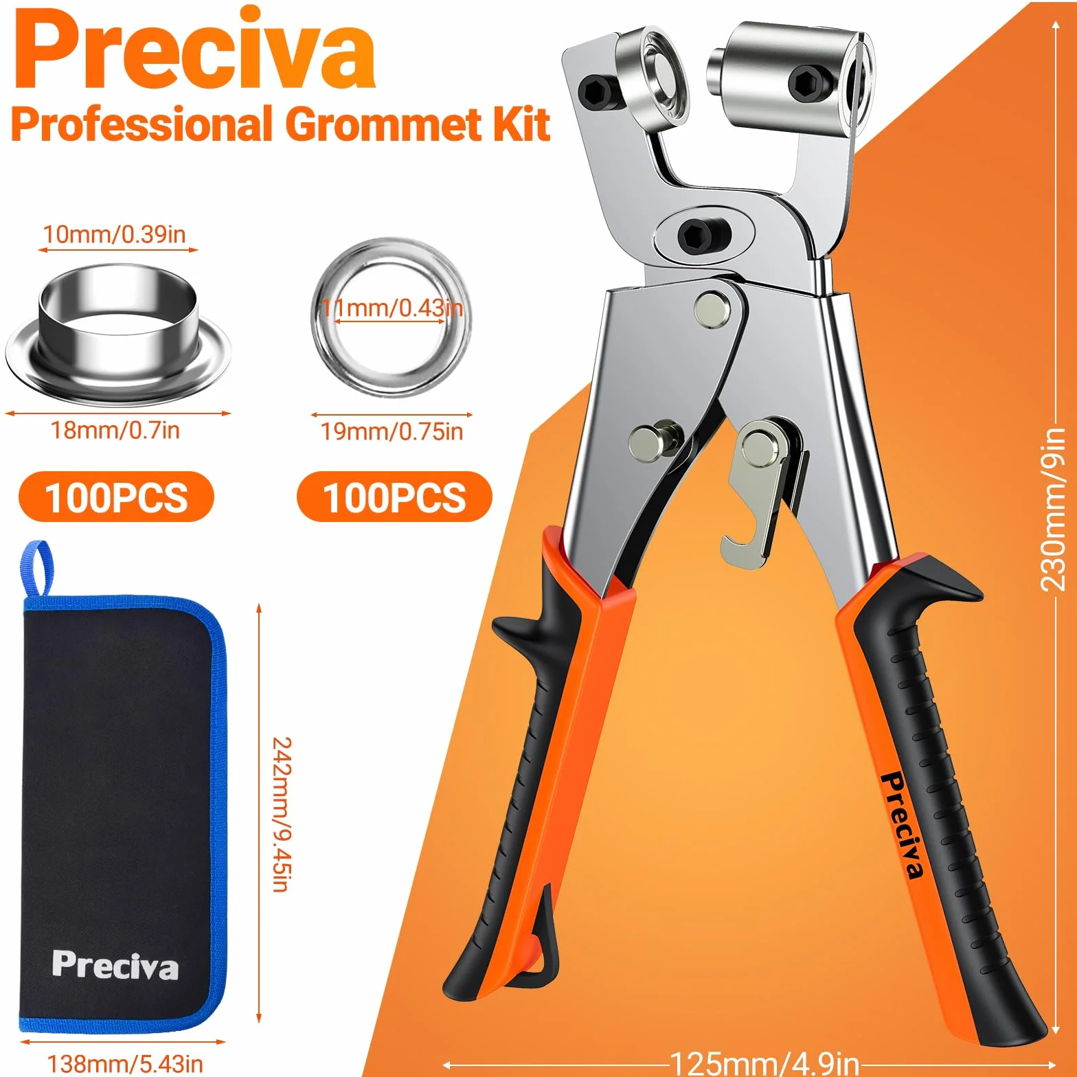 Pinza Per Occhielli Metallici 200 Occhielli ø 10mm Occhiellatrice Per Tessuti