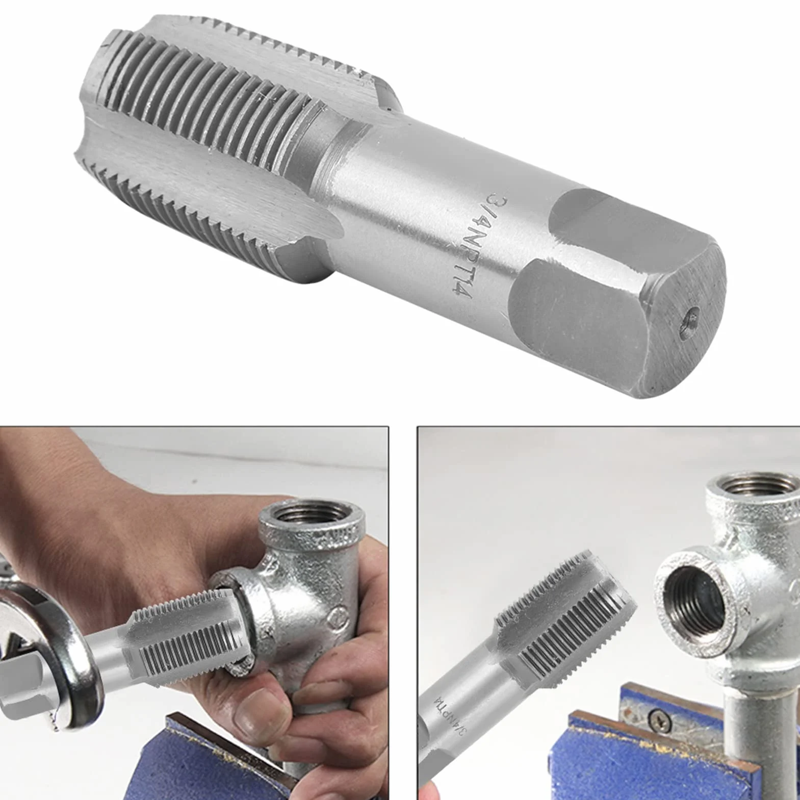 Rubinetto a macchina 3/4" maschio per filettare Acciaio ad alta velocità Riparazione filettatura Argento