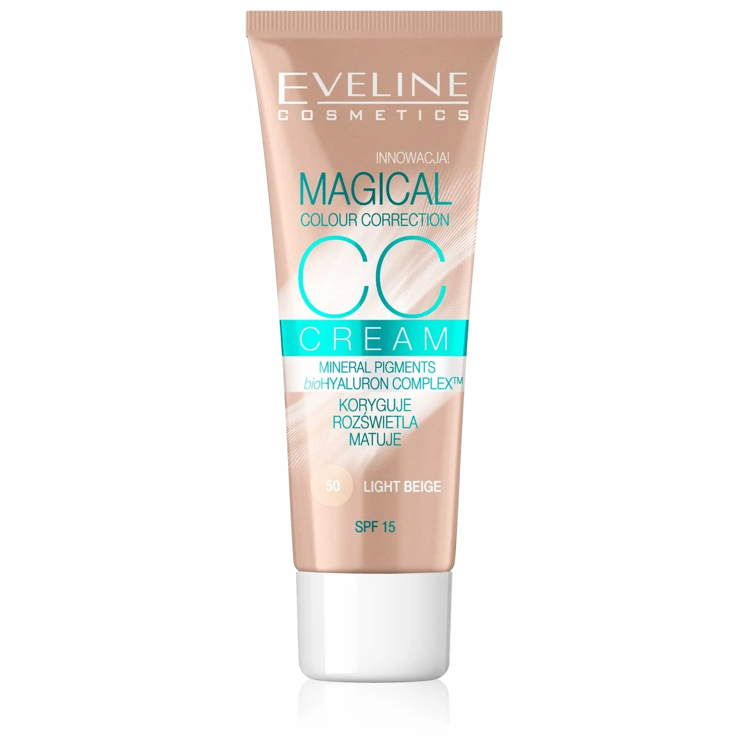 Eveline Cosmetics Crema CC Correttore Colore Magico - Fondotinta Multifunzionale SPF 15, Tonalità: Beige Chiaro, 30ml