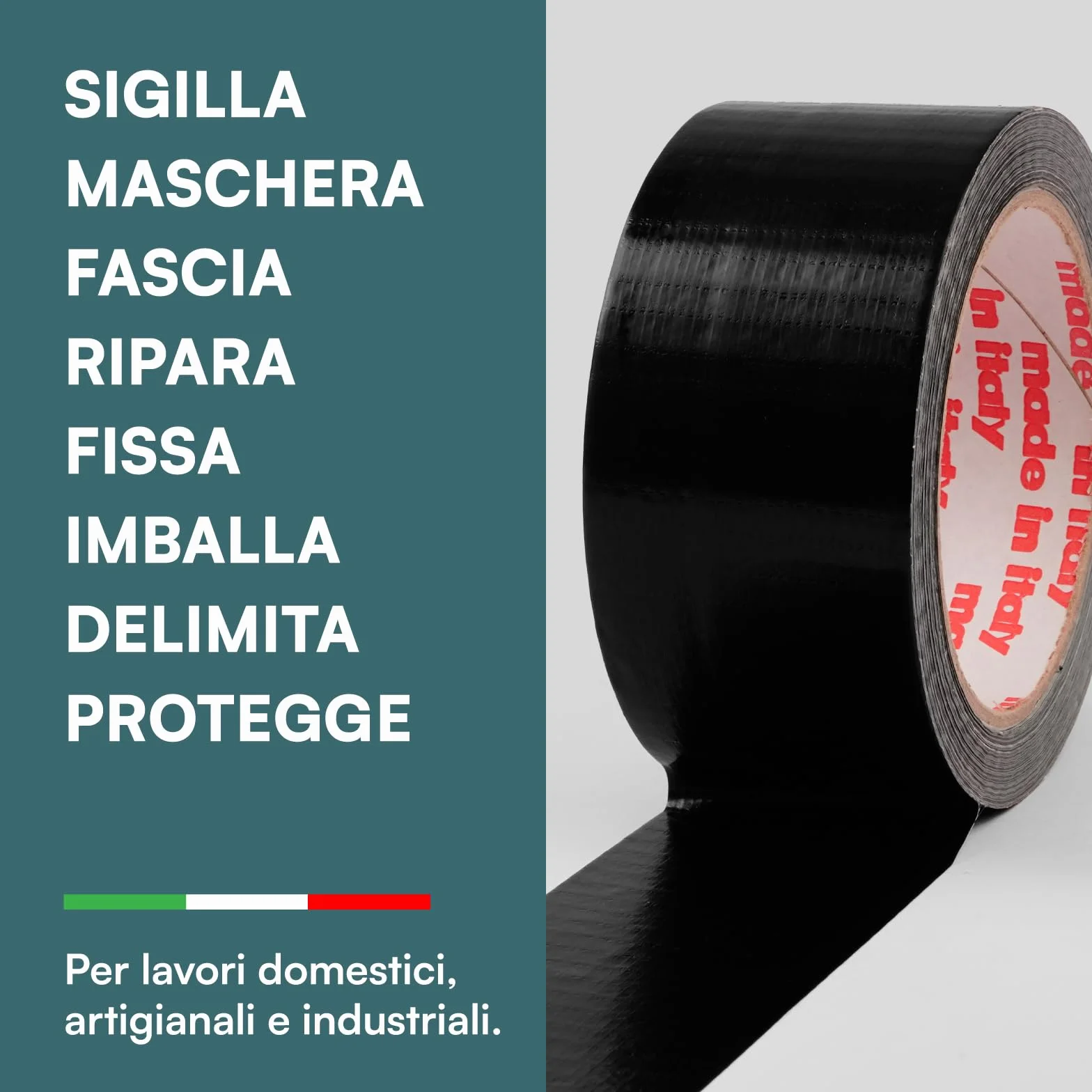 Nastro Adesivo Telato Americano 50mm x 25m Nero Impermeabile Isolante 2 Rotoli