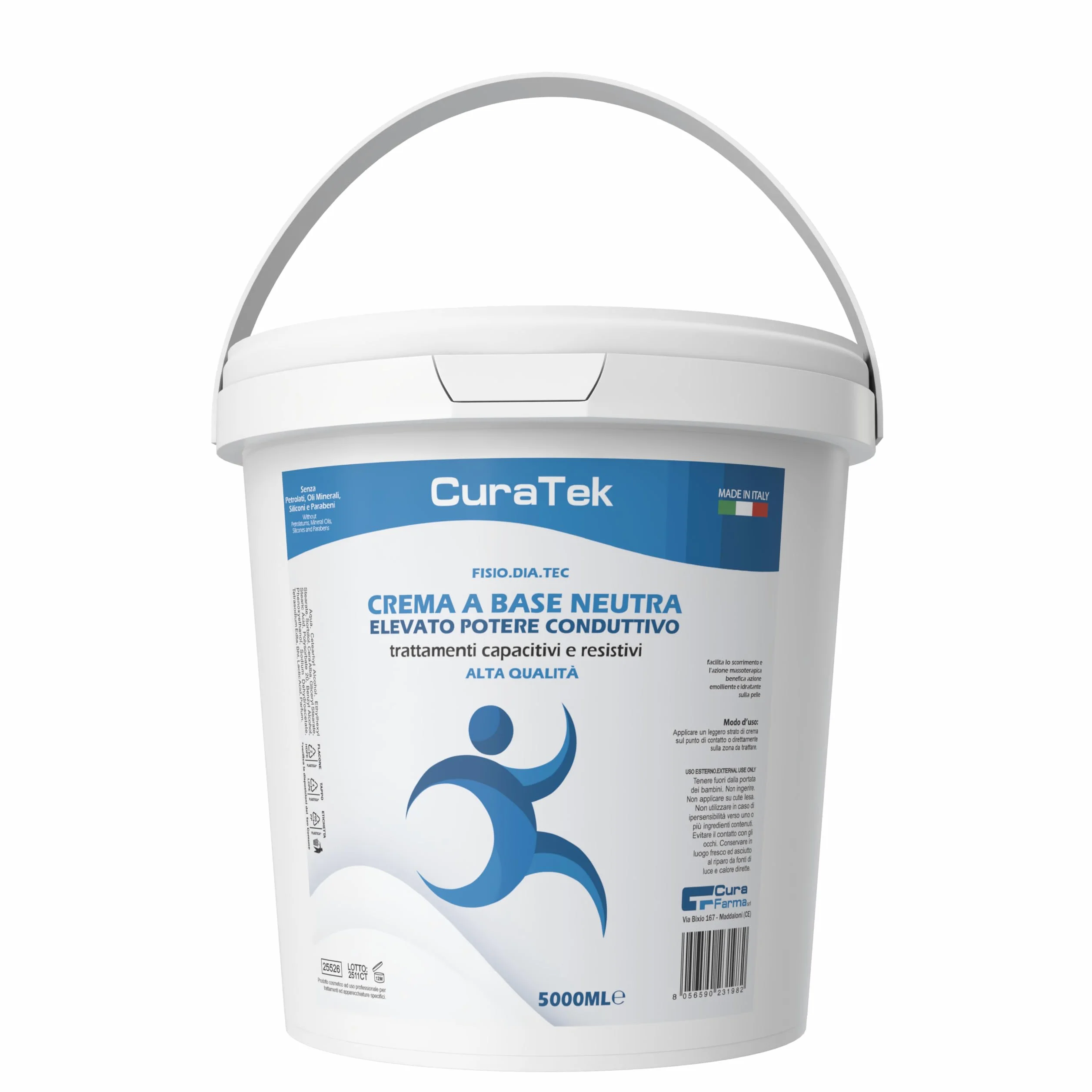 Crema Conduttrice per Trattamenti professionali, 5 Lt,Tecarterapia e Massaggio - Radiofrequenza - CuraTek -Made in Italy
