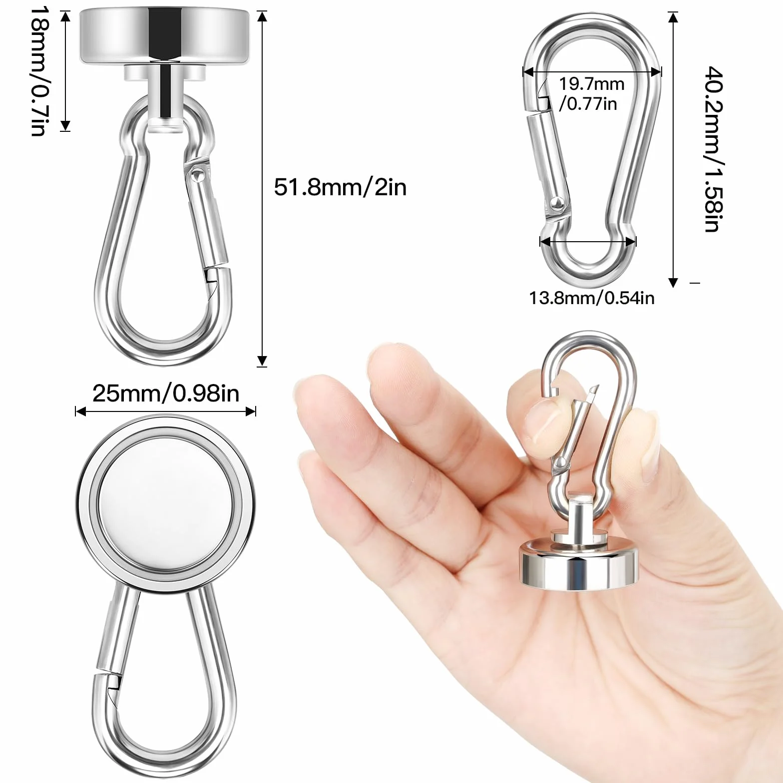 Wukong 25mm Neodimio Ganci Magnetici 22KG, 4 Pezzo Calamite Piccole, Extra Forti per Frigo e Garage
