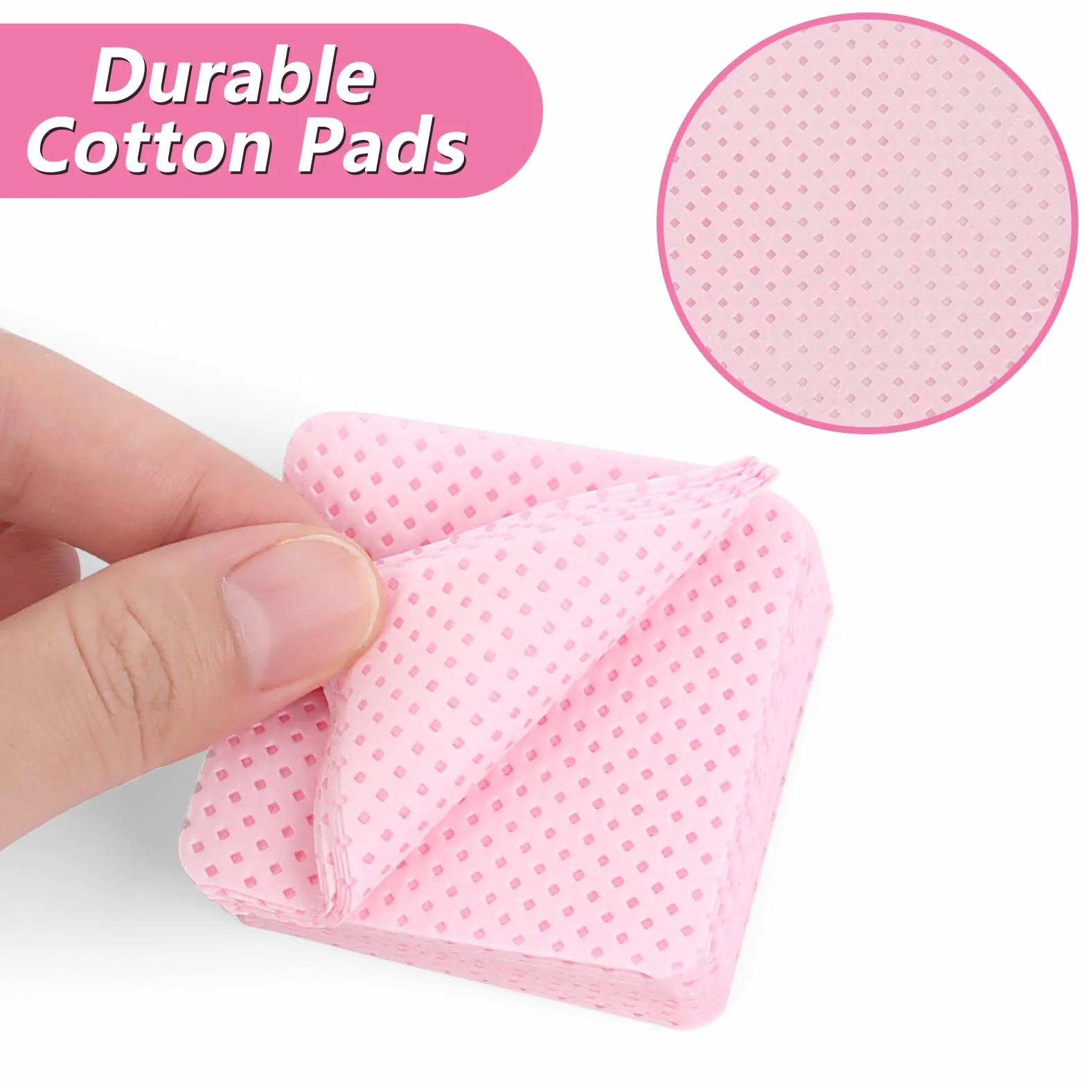 600 Pezzi Pad Unghie Senza Pelucchi, Tampone Salviette in Cotone per Unghie, Salviette per Unghie Prive di Lanugine, per Rimuovere Smalto, per Unghie fai da te e Saloni (Rosa & Bianco)