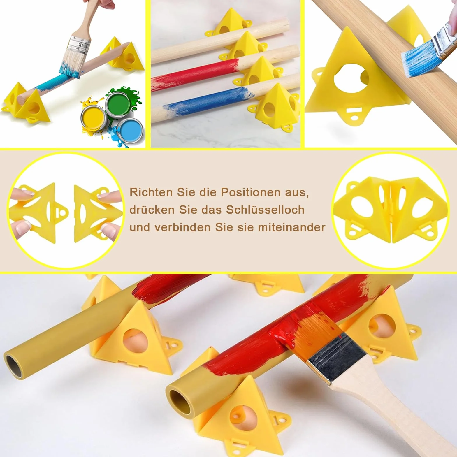Supporti a Piramide per Pittore 40 Pezzi Giallo Cono Tela Triangolo di Vernice Legno Mobili Stand