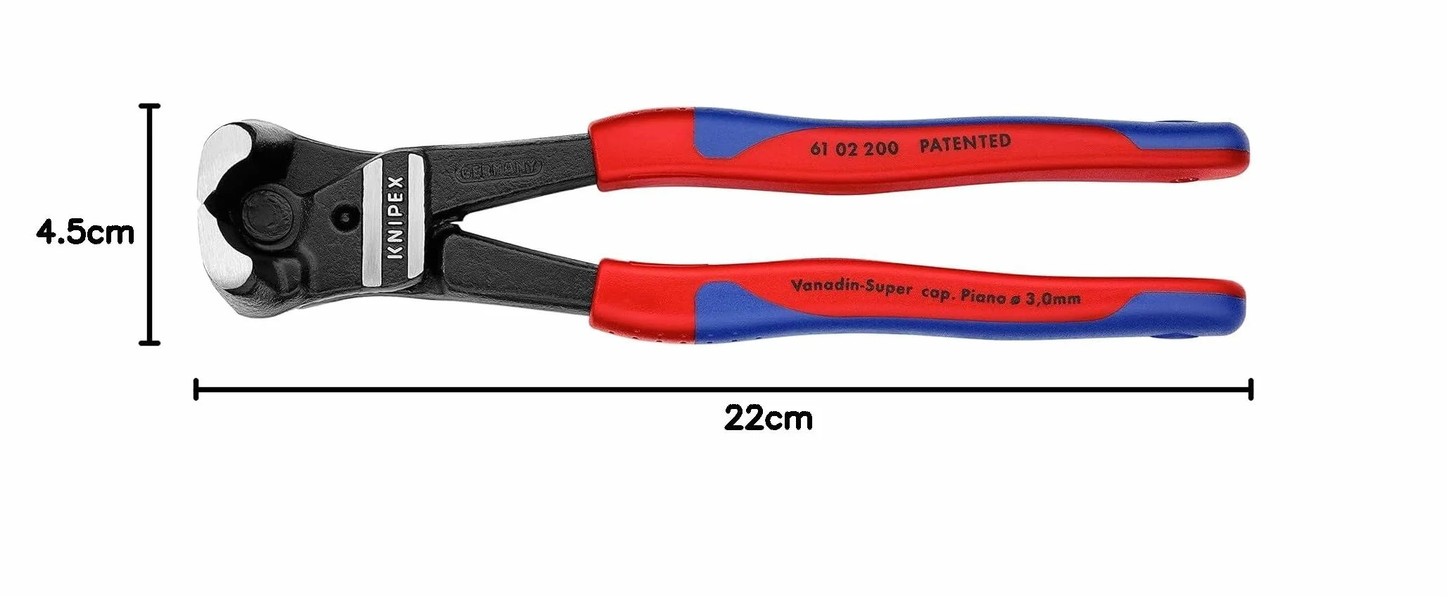 KNIPEX Tronchese taglienti frontali per bulloni 200 mm 61 02 200