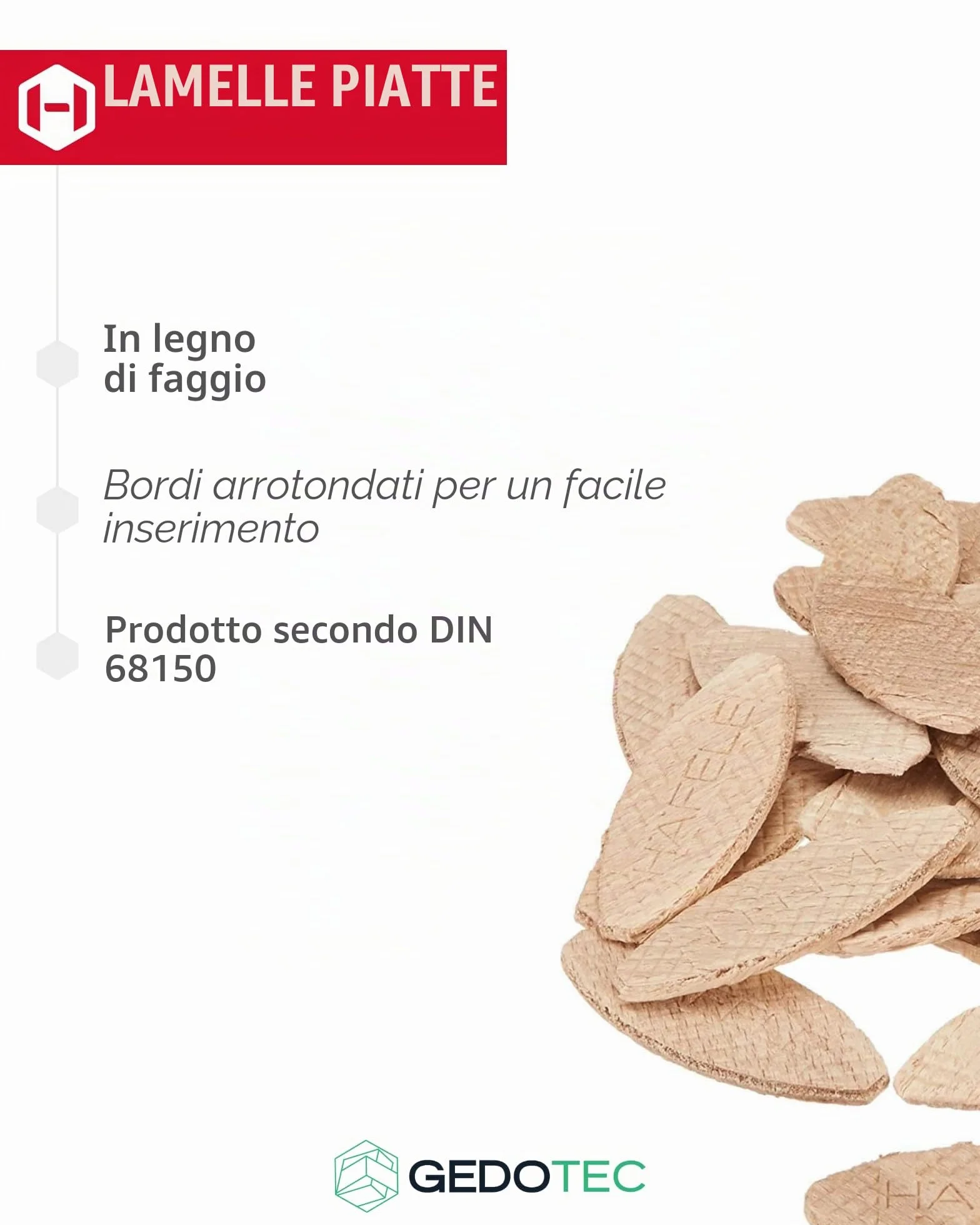 Gedotec Tasselli piatti di faggio Lamello assortimento piastre collegamento legno 100 pezzi misure 0-10-20