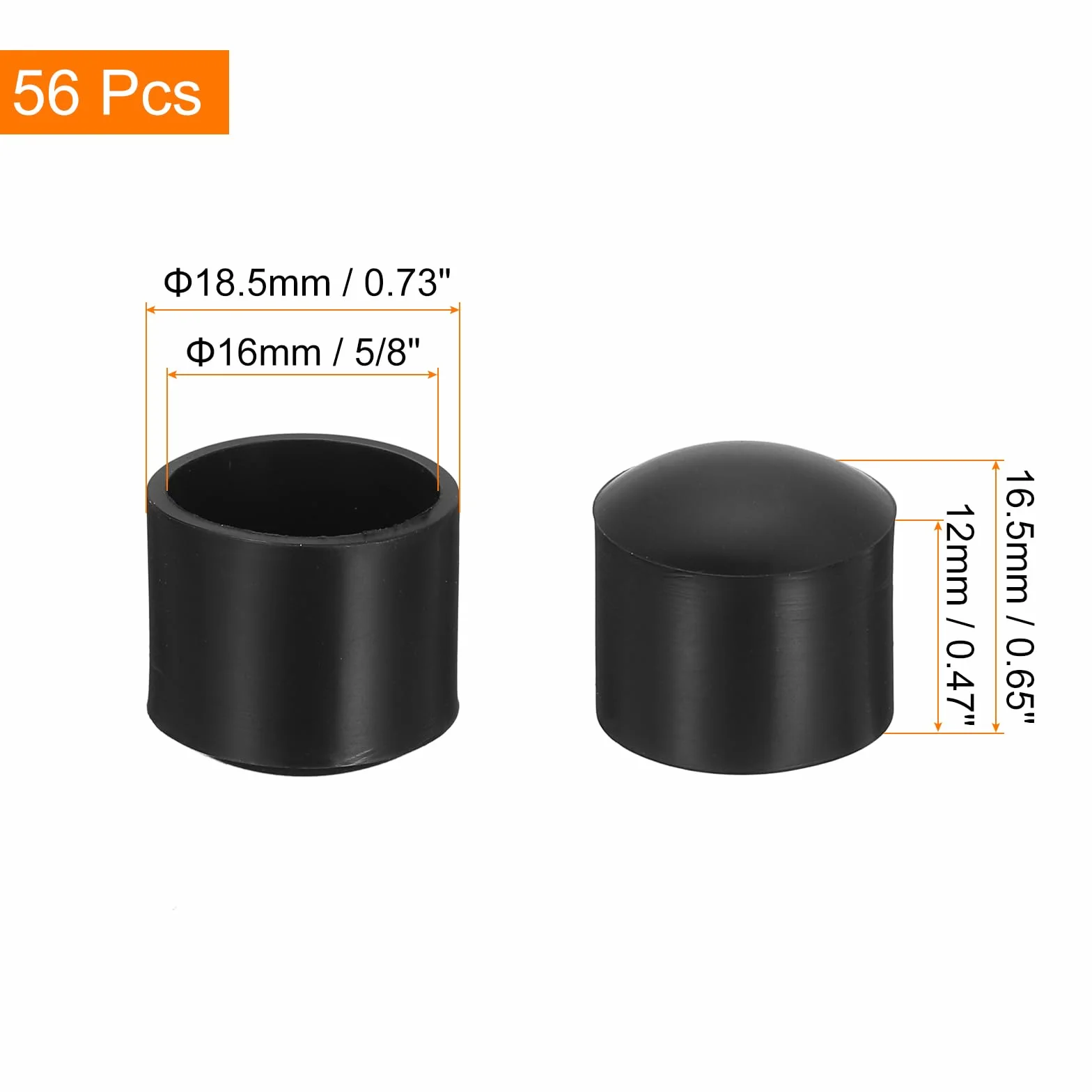 QUARKZMAN 56pz Coperture per Piedini Sedie 16mm Antiscivolo Nero