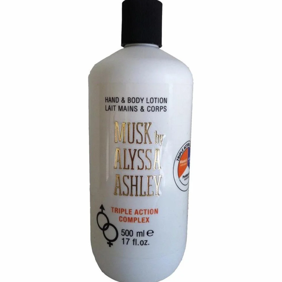 Alyssa Ashley - Crema Corpo e Mani al Muschio, Lozione Musk, Tripla Azione Idratante, Emolliente e Tonificante, Ideale per Secchezza della Pelle - 500 ml