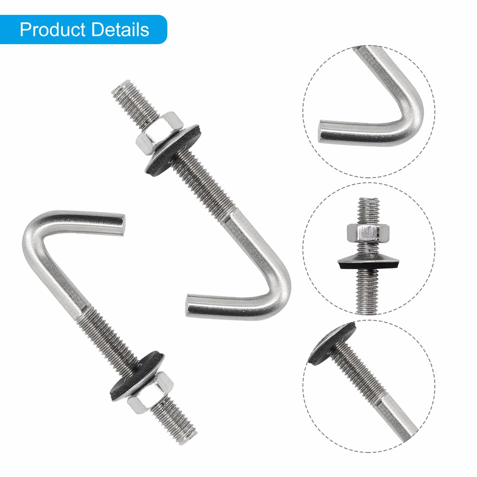 Ancoraggi per tetti M6x50mm acciaio inossidabile 304 ganci a J dado esagonale