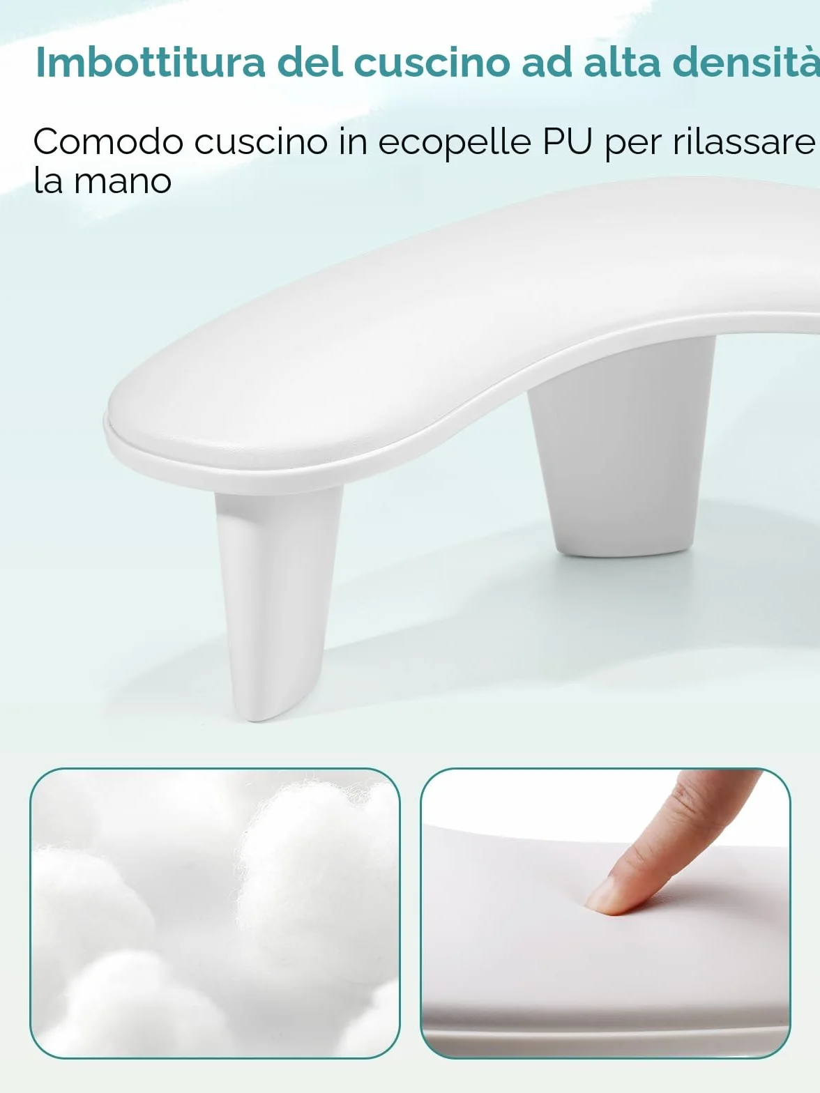Cuscino per bracciolo per unghie: supporto per unghie in pelle Poggiamano per unghie - Cuscino per manicure bianco Poggiabraccio per unghie - Cuscino per piedi antiscivolo per salone di nail art