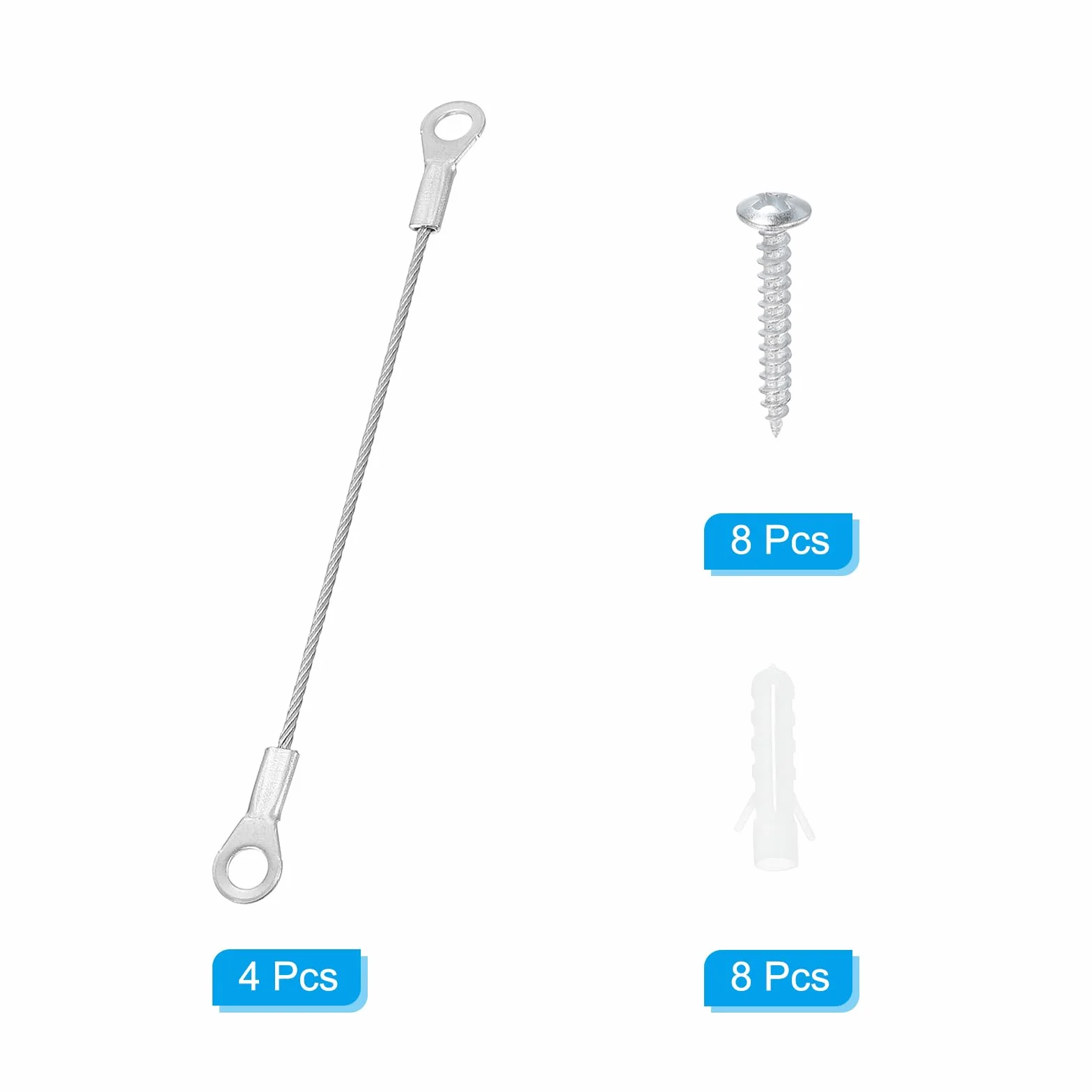 PATIKIL Cavo Lanyard Acciaio Inossidabile Occhielli 1.5mm x 10cm 4pz