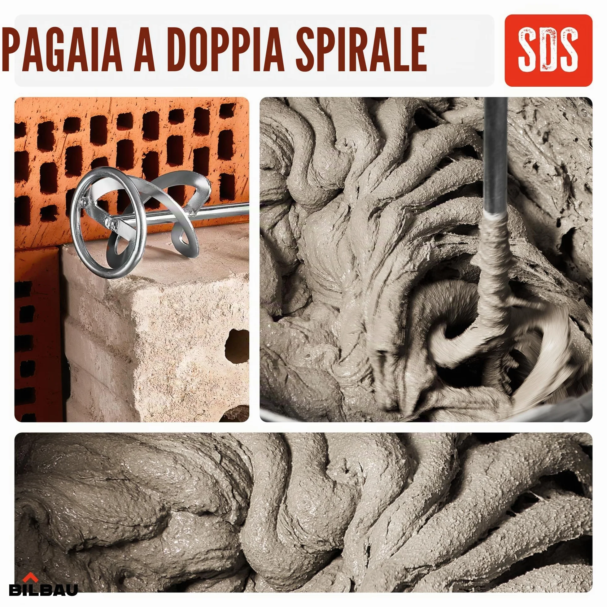 Miscelatore per malta 600W a spirale 40 cm SDS 80 mm x 400 mm