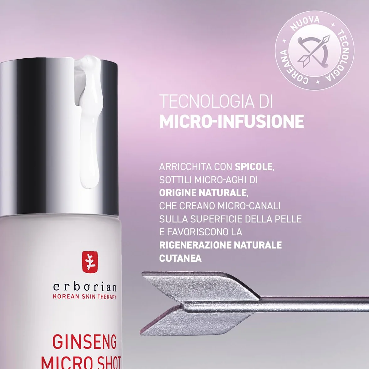 Erborian - Ginseng Micro Shot - Advanced 0.3% - Siero Viso Intensivo ispirato al Micro-Needling - Con Ginseng e Collagene per Rughe e Pori Affinati - Cura Coreana - 10ml