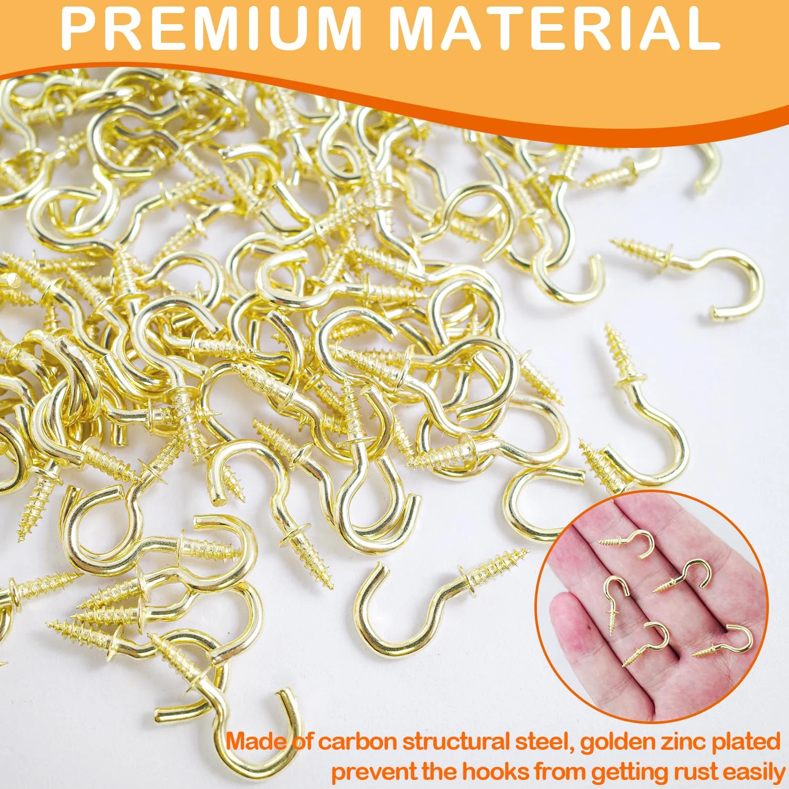 Ganci a Vite Piccoli 1/2 Pollice Dorato 80 Pezzi per Soffitto Plastica Legno Metallo Appendere Piante Decorazioni Natalizie