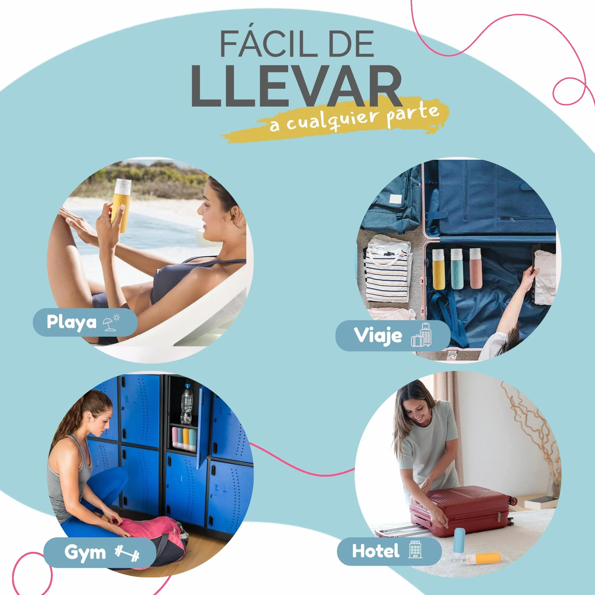 Bottiglie da viaggio ricaricabili 90 ml, in silicone flessibile, senza perdite, senza BPA, pressabili, apertura larga, ideali per viaggi, campeggio, spiaggia, aereo - Per gel e