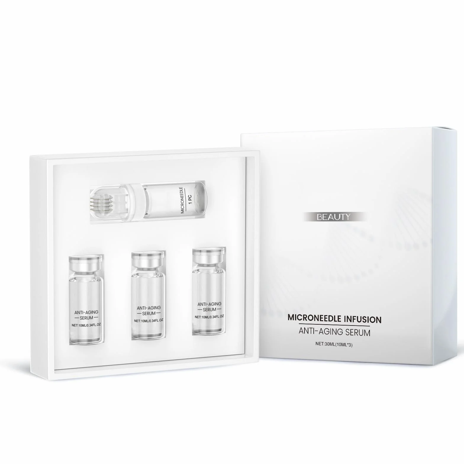 Micro Infusion System per Viso, Sistema di Micro Infusione per Labbra, Sistema Viso Glamour con Siero, per Tutti i Tipi di Pelle, con 3 Bottiglie di Serum e 1 Rullo