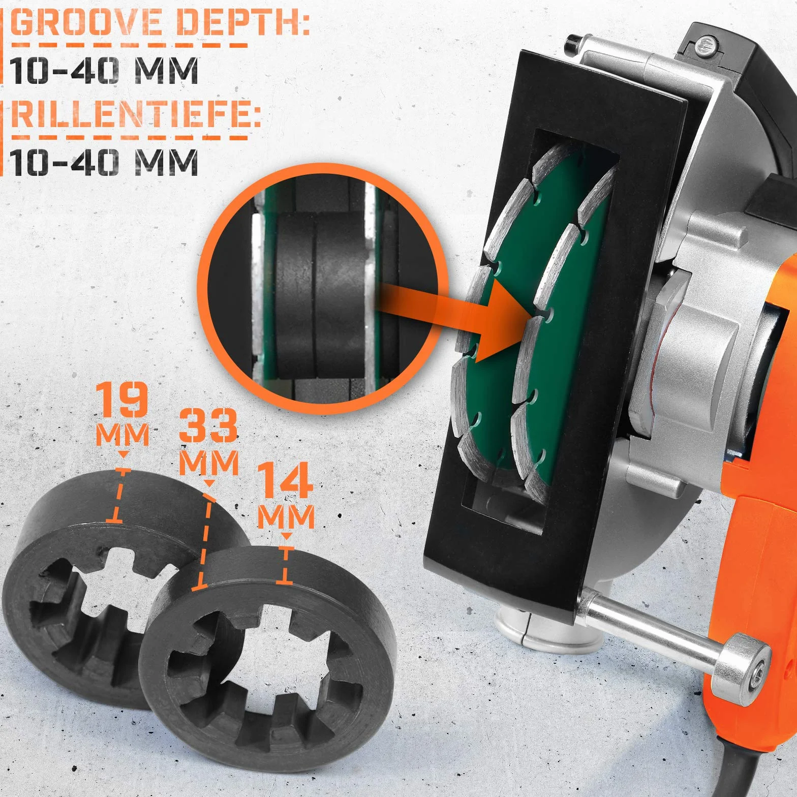 TIMBERTECH Scanalatrice 1700W 4000giri/min Laser Guida 2 Lame Diamantate Ø150mm con Custodia