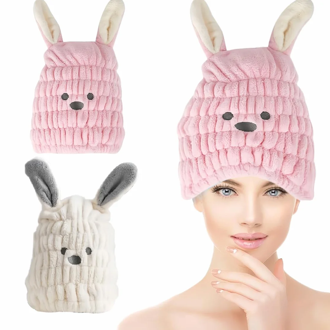 Asciugamano Capelli Turbante, 2 Pezzi Asciugamano Microfibra Capelli Bambini, Morbido Turbante Asciugacapelli, Asciugamano per Capelli Donna Ragazze Corti