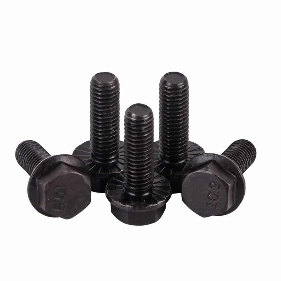 Viti Flangiate Esagonali Seghettate M8x35 mm Acciaio Legato Grado 10,9 Nero