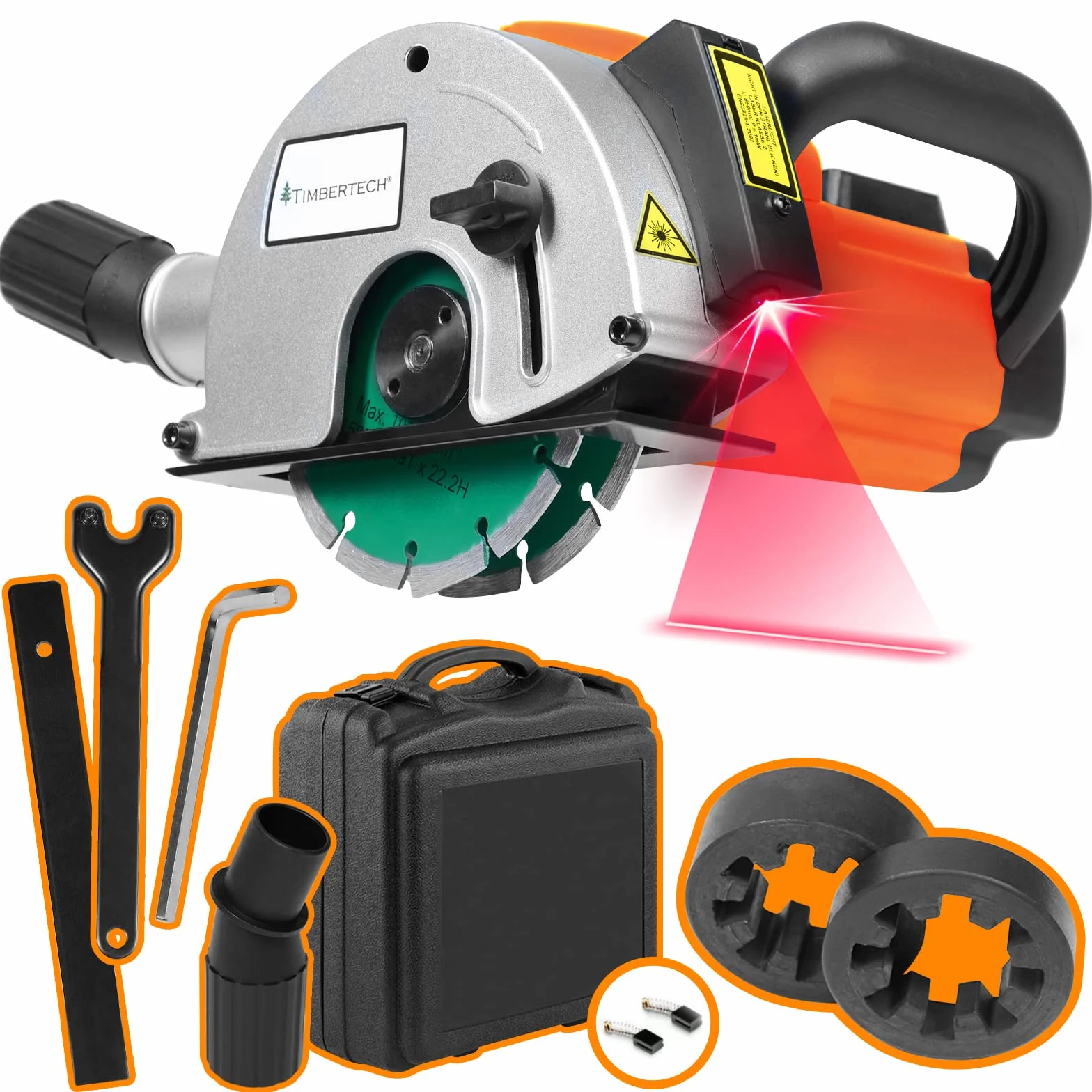 TIMBERTECH Scanalatrice 1700W 4000giri/min Laser Guida 2 Lame Diamantate Ø150mm con Custodia
