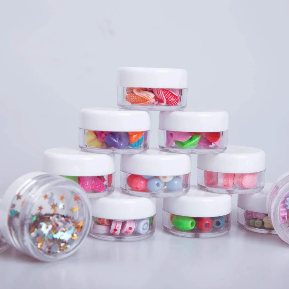 60 vasetti cosmetici vuoti, in plastica trasparente da viaggio, contenitori cosmetici per lozione, crema, deposito trucco (5 g/5 ml)