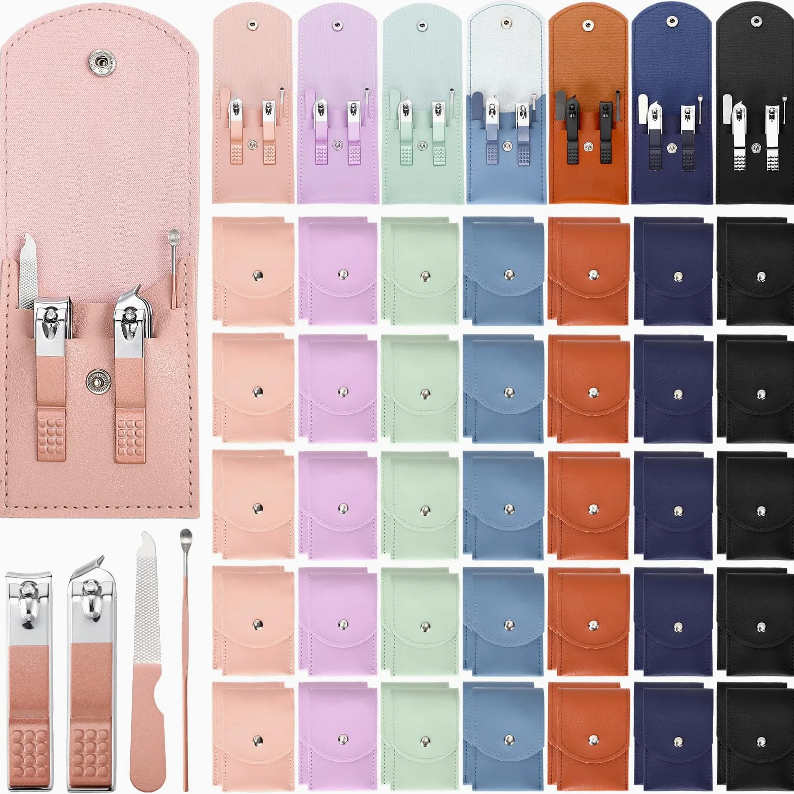 Set di 70 set per manicure professionale per la cura delle unghie, kit per pedicure 4 in 1 in acciaio inossidabile con custodia da viaggio kit portatile multicolore per la cura delle unghie,