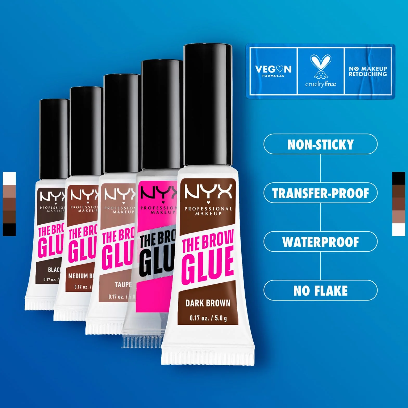 NYX Professional Makeup The Brow Glue Gel Sopracciglia Trasparente Istantaneo Effetto Laminazione 5g + Lift and Snatch Penna Sopracciglia No-Transfer Tenuta 16h Tonalità Ash Brown - Set da 2