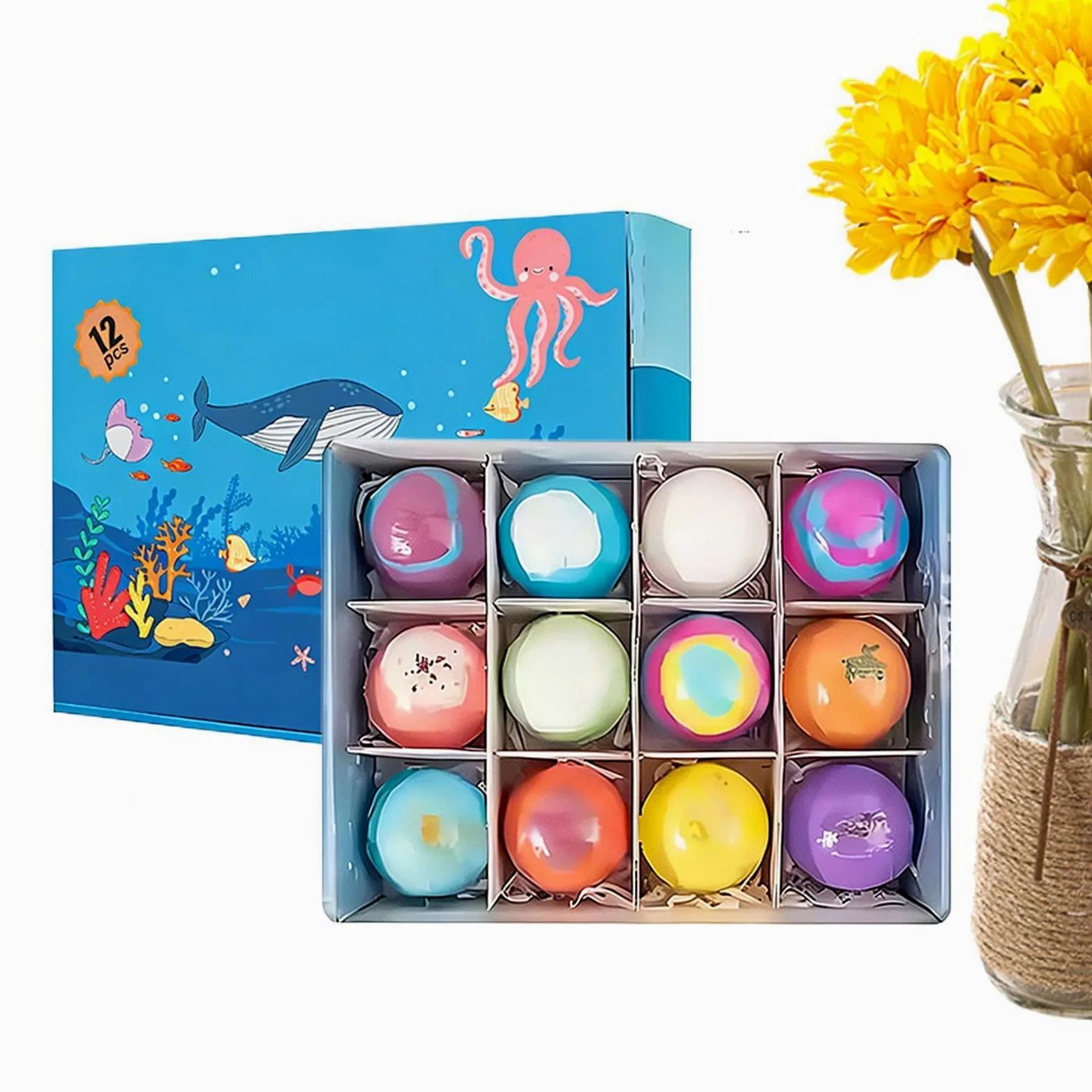 Bombetta da Bagno Effervescente 12 Pezzi Detergente Corpo Rilassante per | Set Spa con Giocattoli per Bambini Ragazzi Ragazze Vasca da Bagno Casa Hotel Spa
