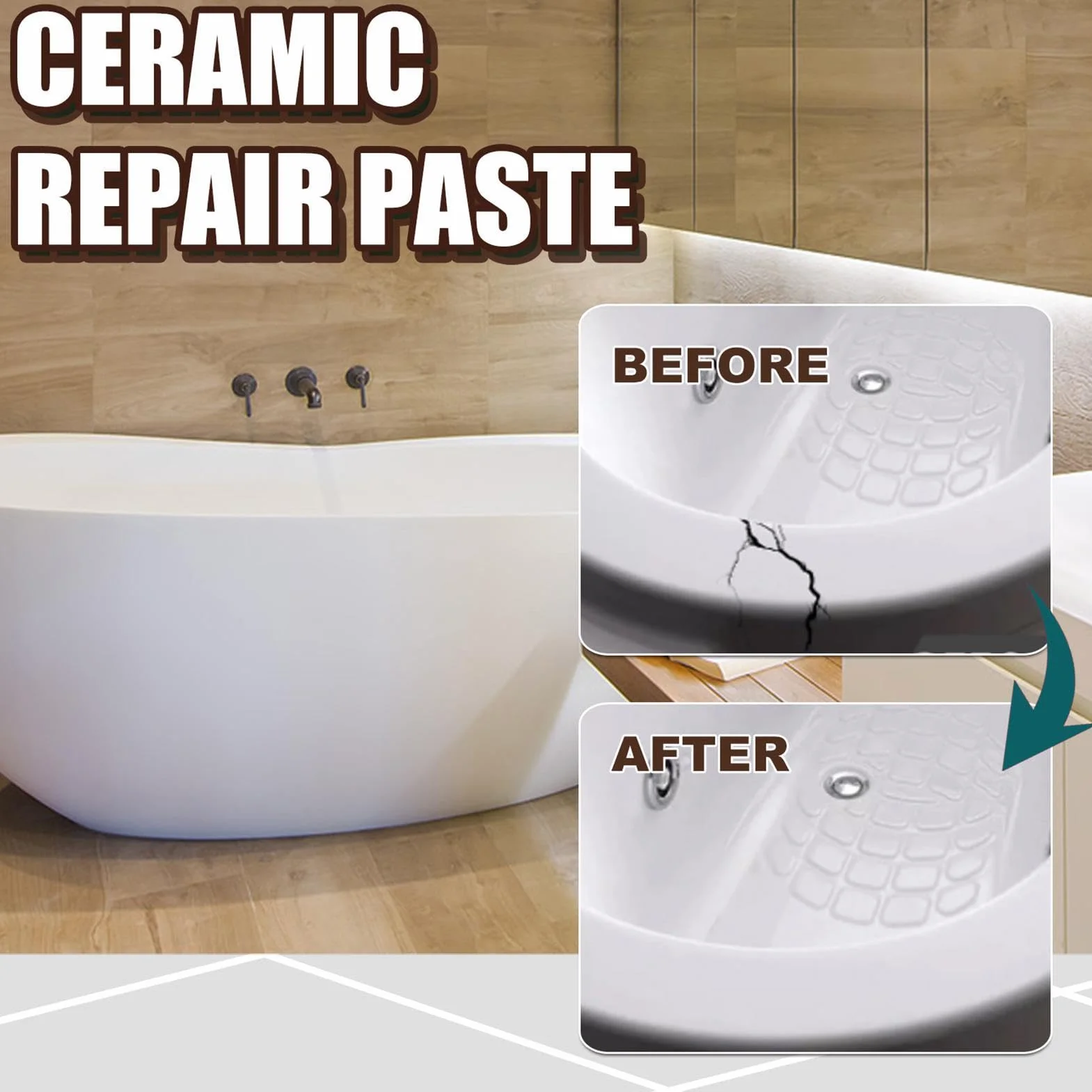 Pasta Riparazione Piastrelle Stucco Marmo Smalto Rattoppi Pavimenti Pietra Crepe Ceramiche Acrilico