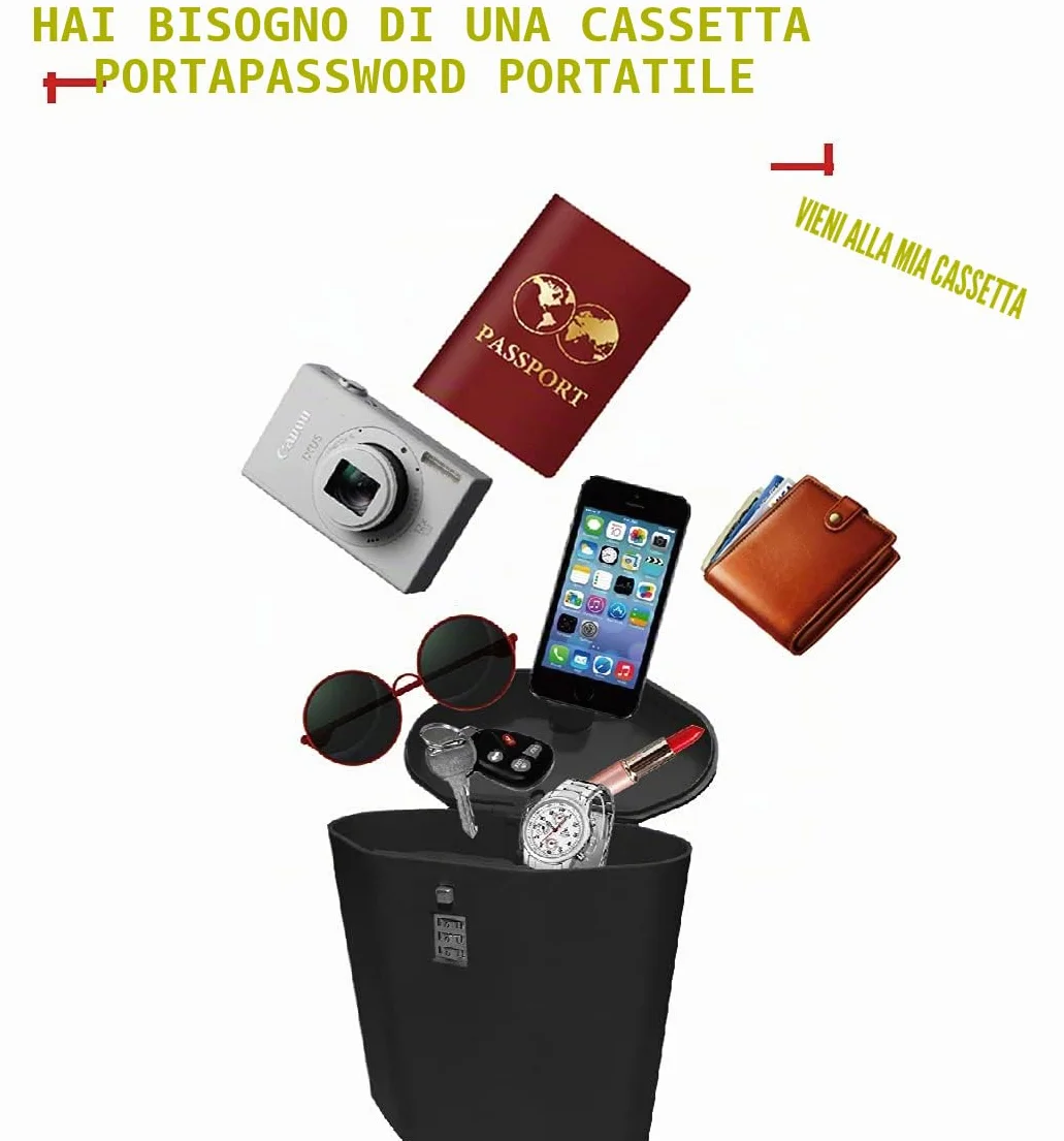 Lucchetto portatile da viaggio cassaforte per interni ed esterni proteggi oggetti valore nero