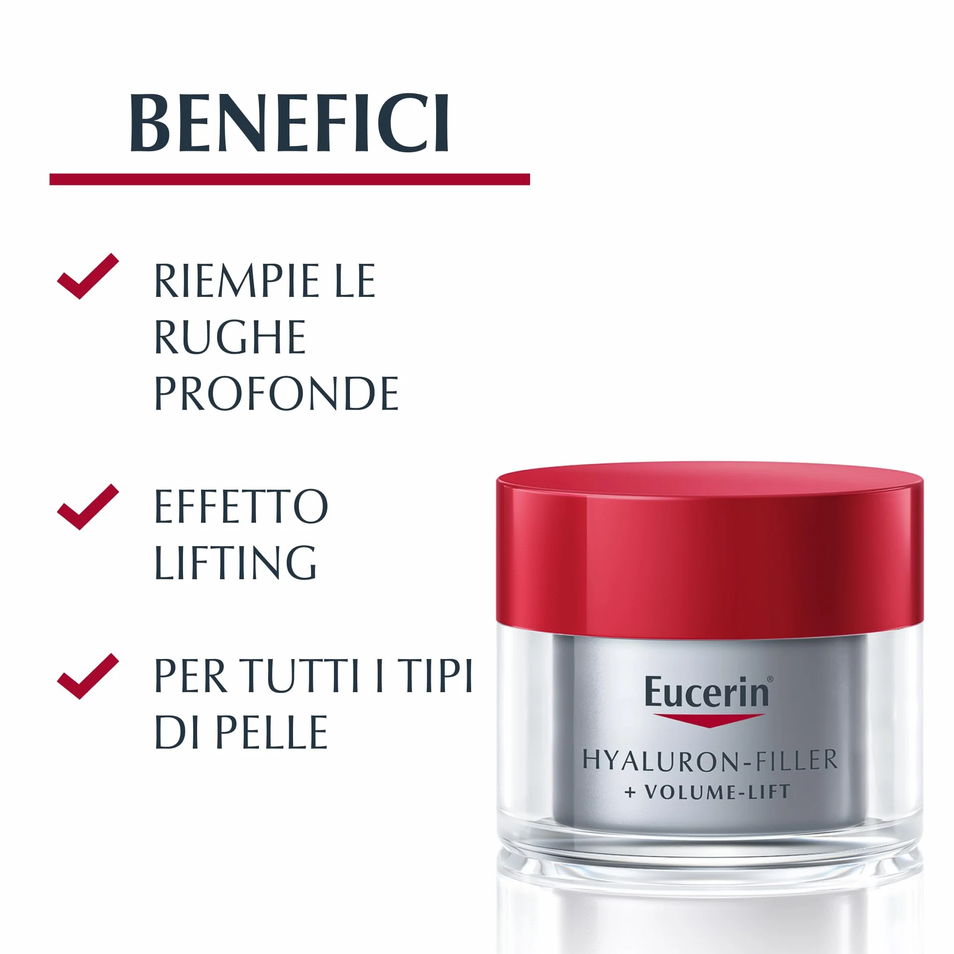 Eucerin Hyaluron-Filler + Volume-Lift Crema Viso Notte 50 ml, Crema viso antirughe rigenerante, Formula con Acido Ialuronico rimpolpante per un effetto lifting immediato per tutti i tipi di pelle