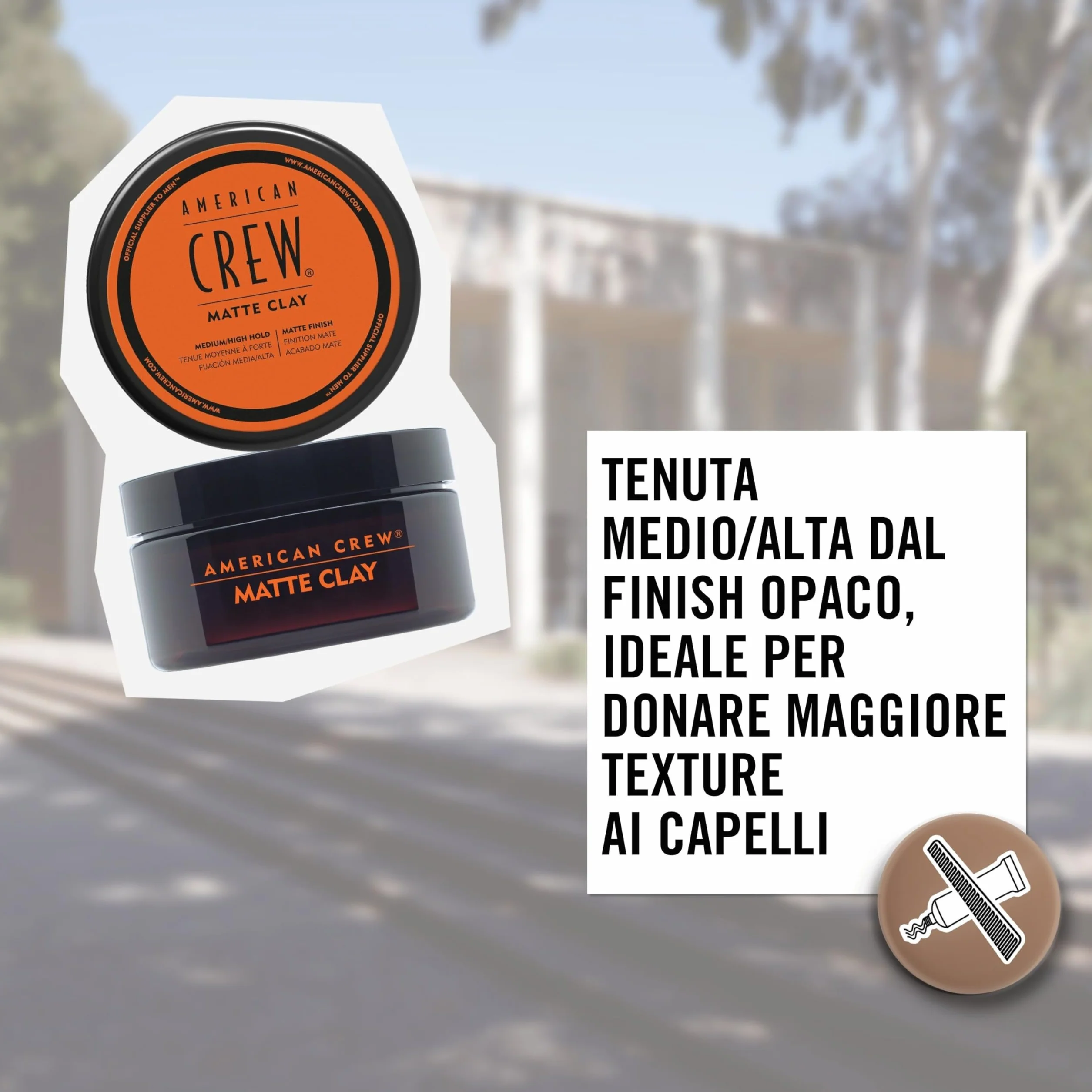 American Crew Matte Clay, Cera Capelli Uomo, Tenuta Medio/Alta & Finish Opaco, Dona Texture e Controllo, 85g