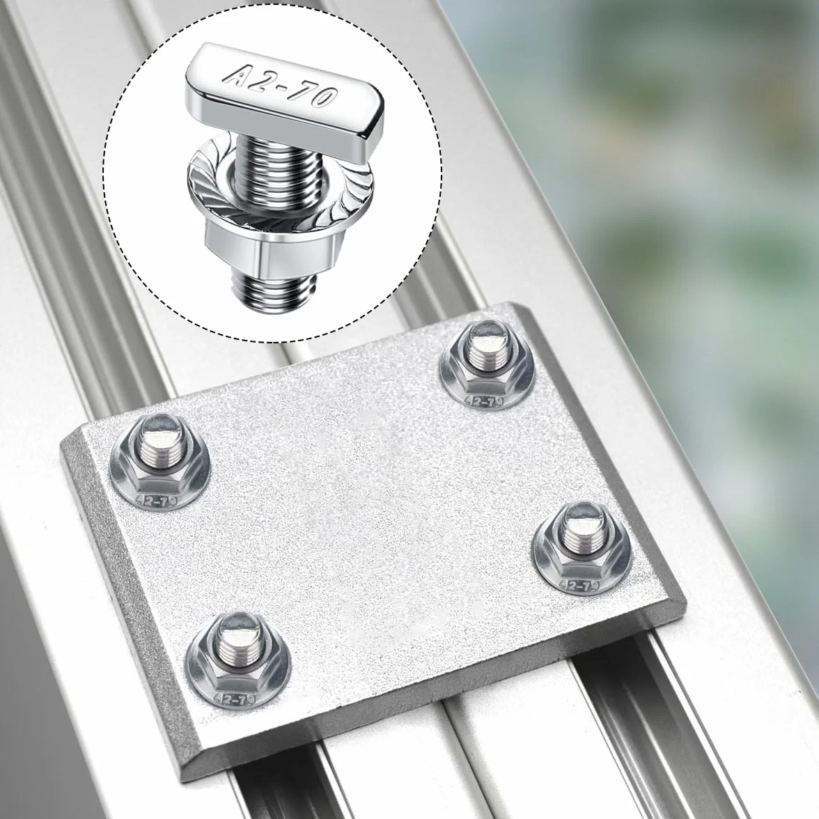 Viti a martello M8x25 acciaio inox A2-70, 12 pezzi con dadi bloccaggio per guide solari PV